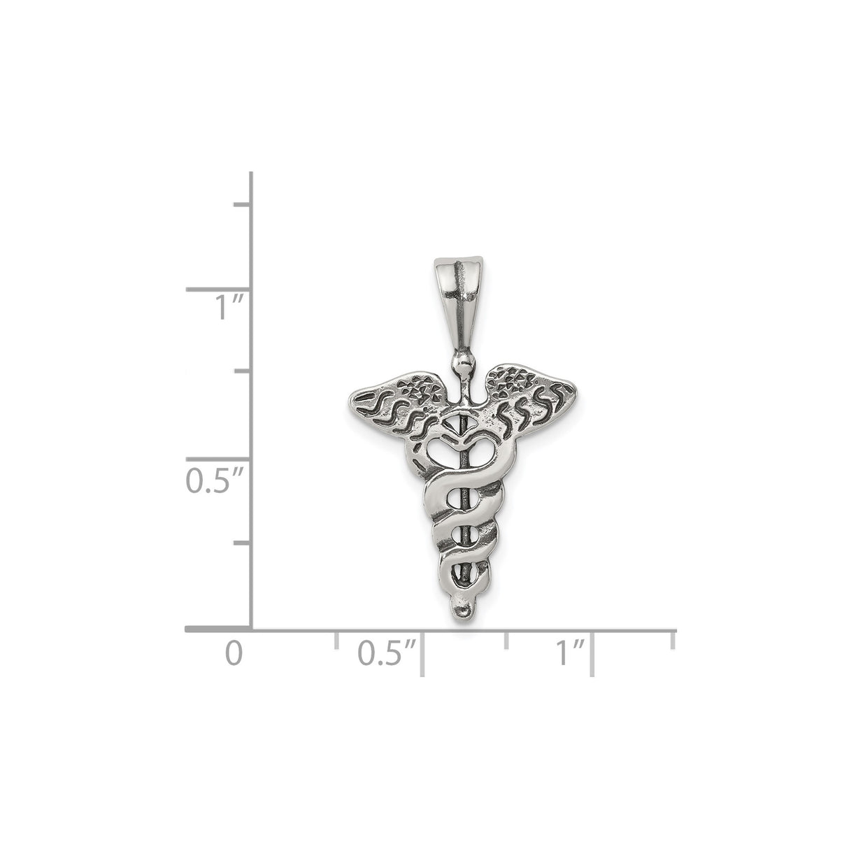 Sterling Silver Caduceus Pendant with Winged Staff and Snake Symbol for Healthcare Workers