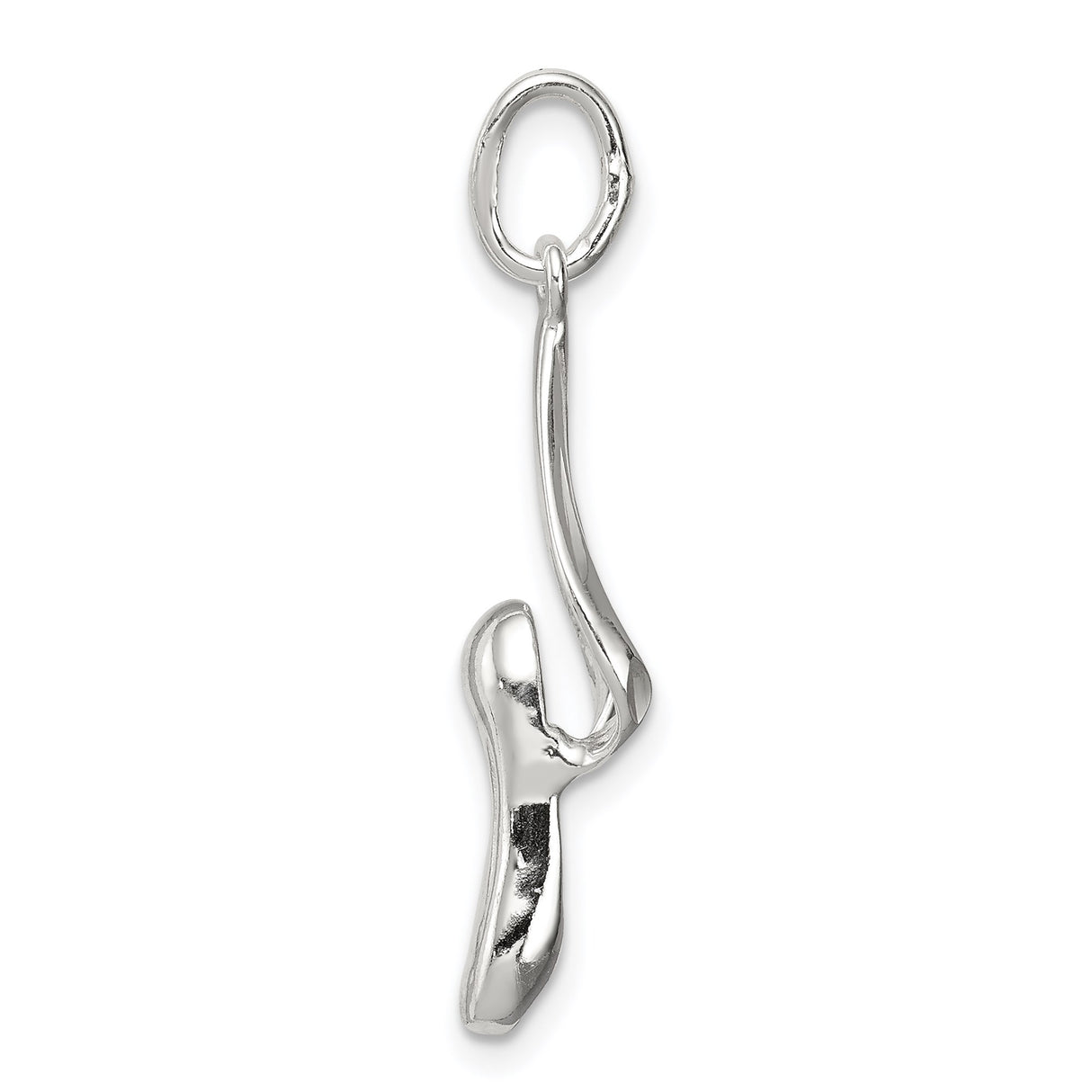 Sterling Silver Ballet Slipper Pendant with Teardrop Loop, Dance Charm for Ballerina Enthusiasts