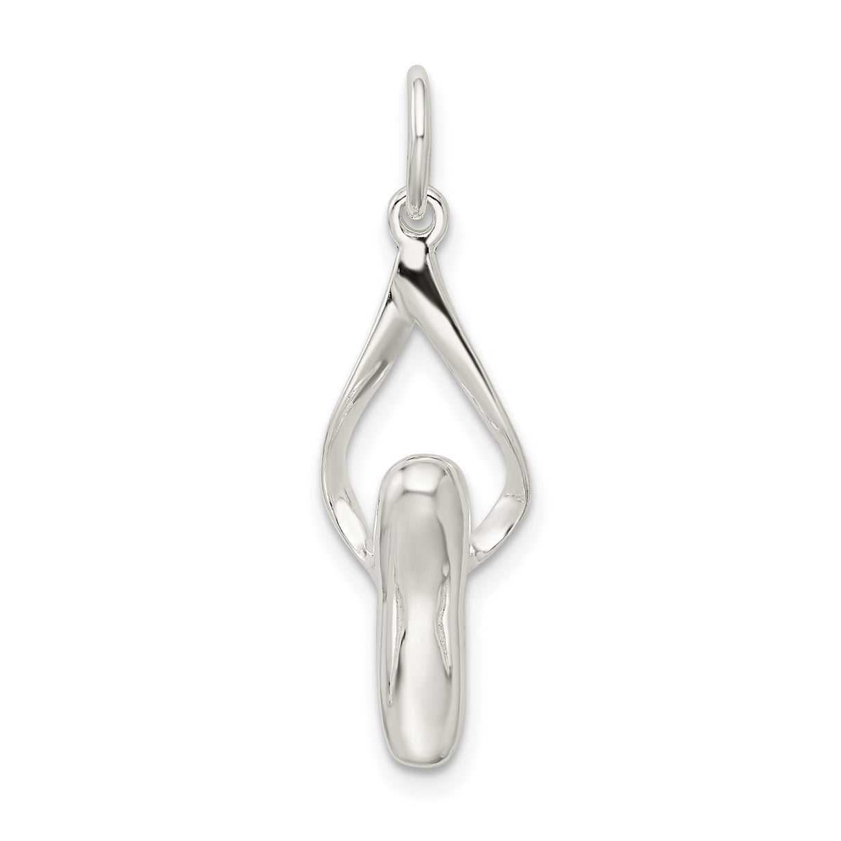 Sterling Silver Ballet Slipper Pendant with Teardrop Loop, Dance Charm for Ballerina Enthusiasts