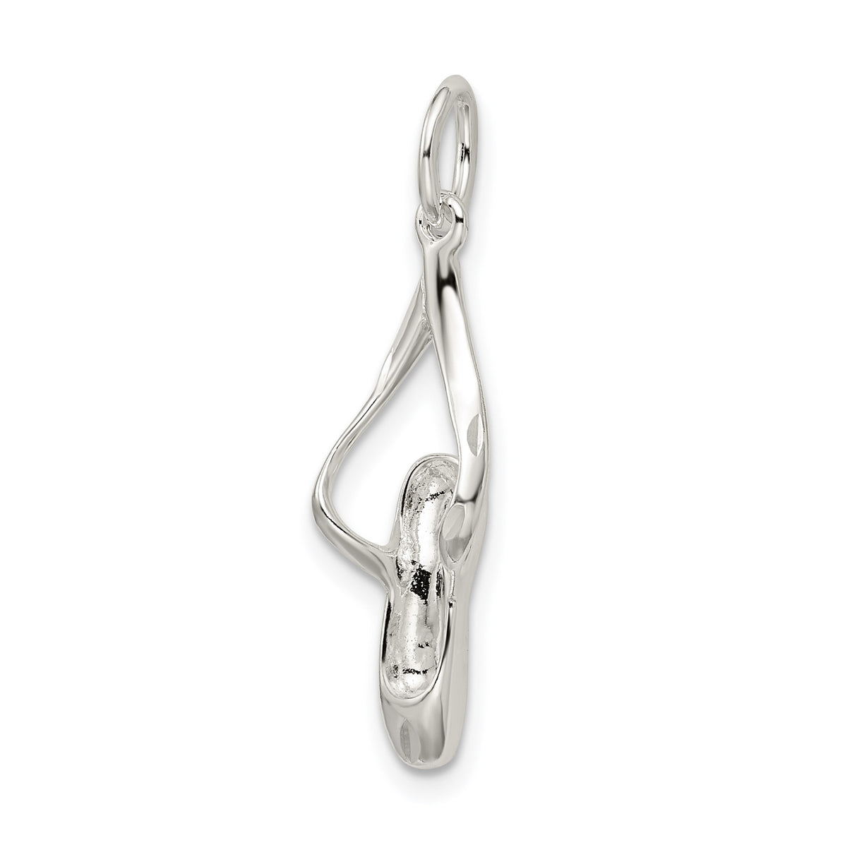 Sterling Silver Ballet Slipper Pendant with Teardrop Loop, Dance Charm for Ballerina Enthusiasts