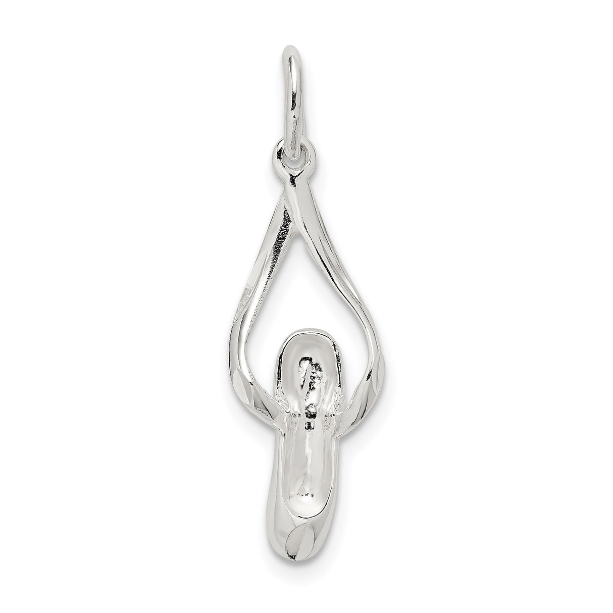 Sterling Silver Ballet Slipper Pendant with Teardrop Loop, Dance Charm for Ballerina Enthusiasts