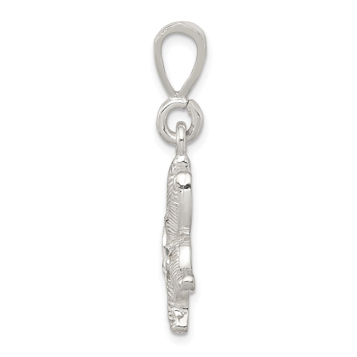 Sterling Silver Starfish Pendant with Textured Cutout, Ocean Nautical Theme for Women