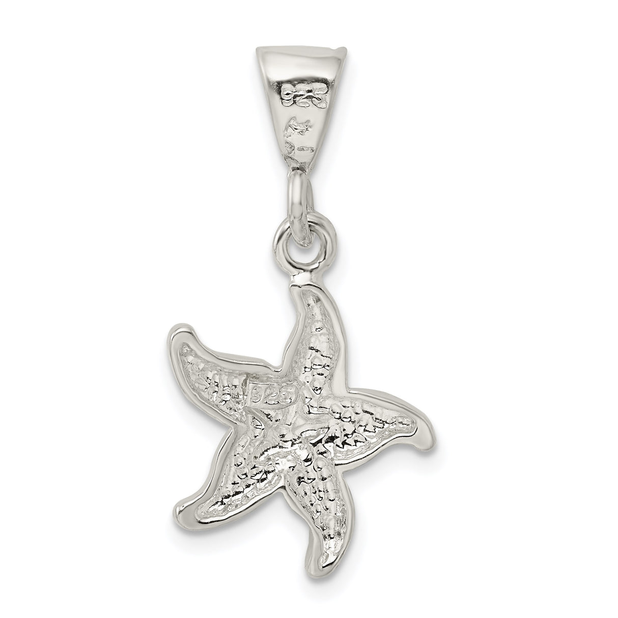 Sterling Silver Starfish Pendant with Textured Cutout, Ocean Nautical Theme for Women