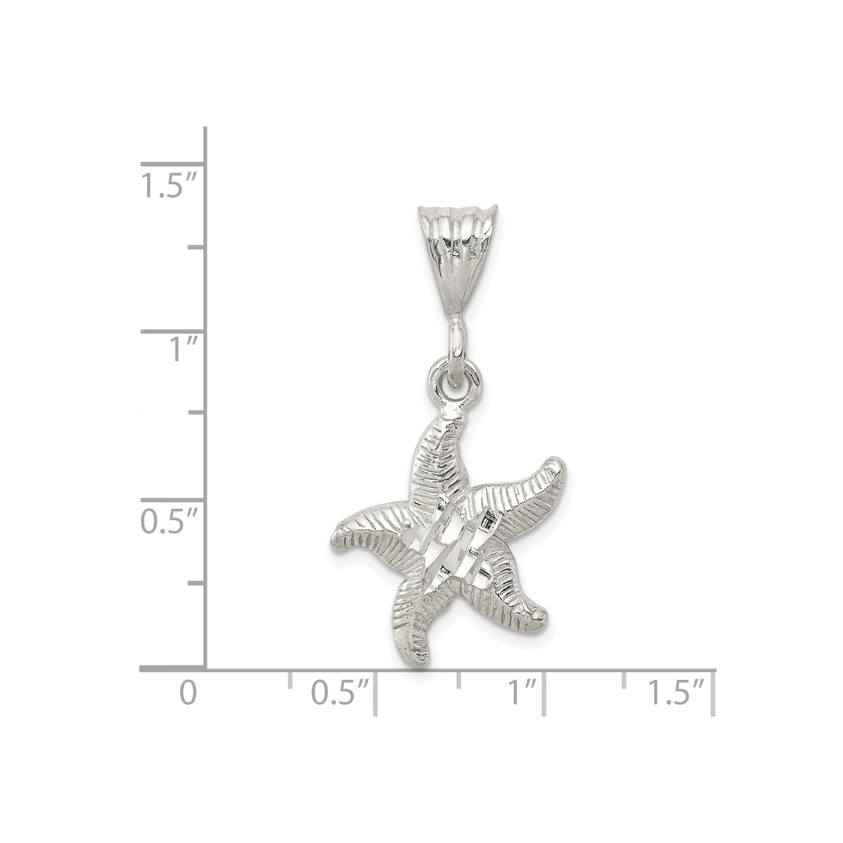 Sterling Silver Starfish Pendant with Textured Cutout, Ocean Nautical Theme for Women