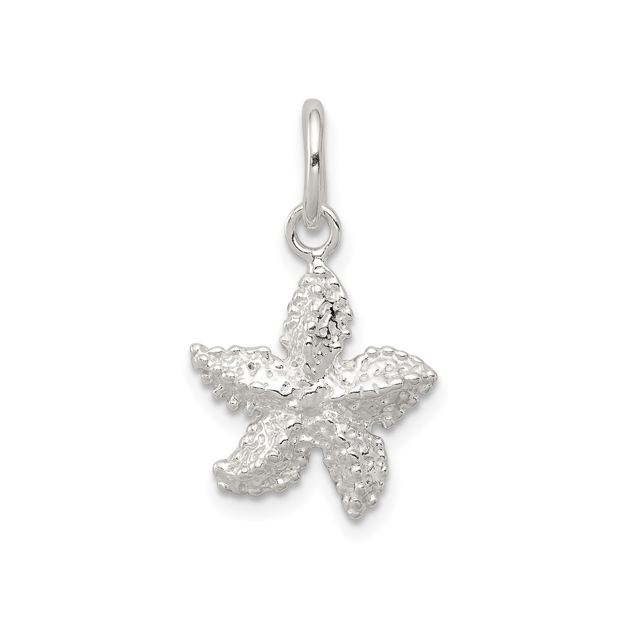 Sterling Silver Starfish Pendant with Textured Ocean Design, Nautical Coastal Charm for Women