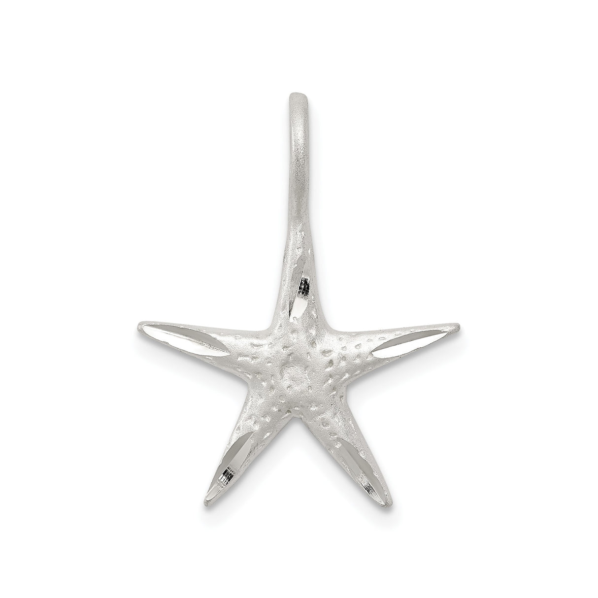 Sterling Silver Starfish Pendant with Textured Finish, Ocean-Inspired Coastal Jewelry for Women