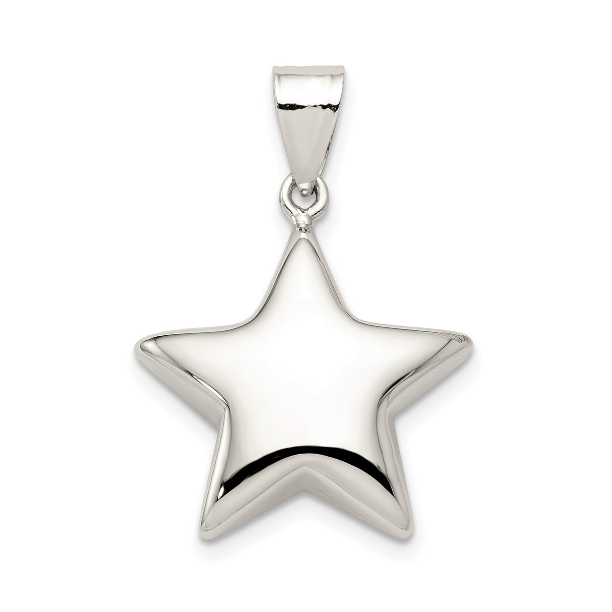 Sterling Silver Star Pendant, Five Point Design with Polished Finish, Minimalist Jewelry for Women
