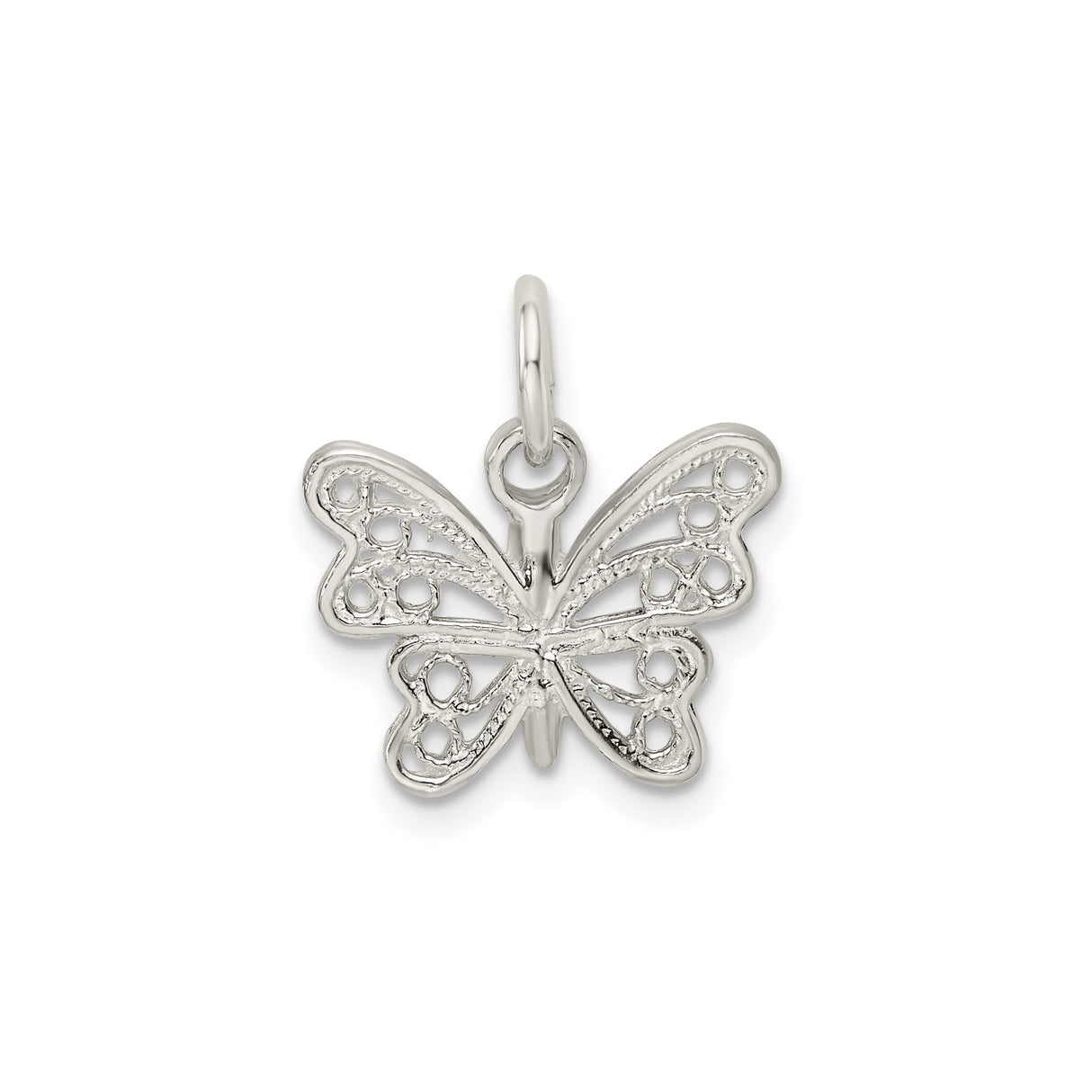 Sterling Silver Butterfly Pendant with Openwork Design, Symbol of Transformation and Hope