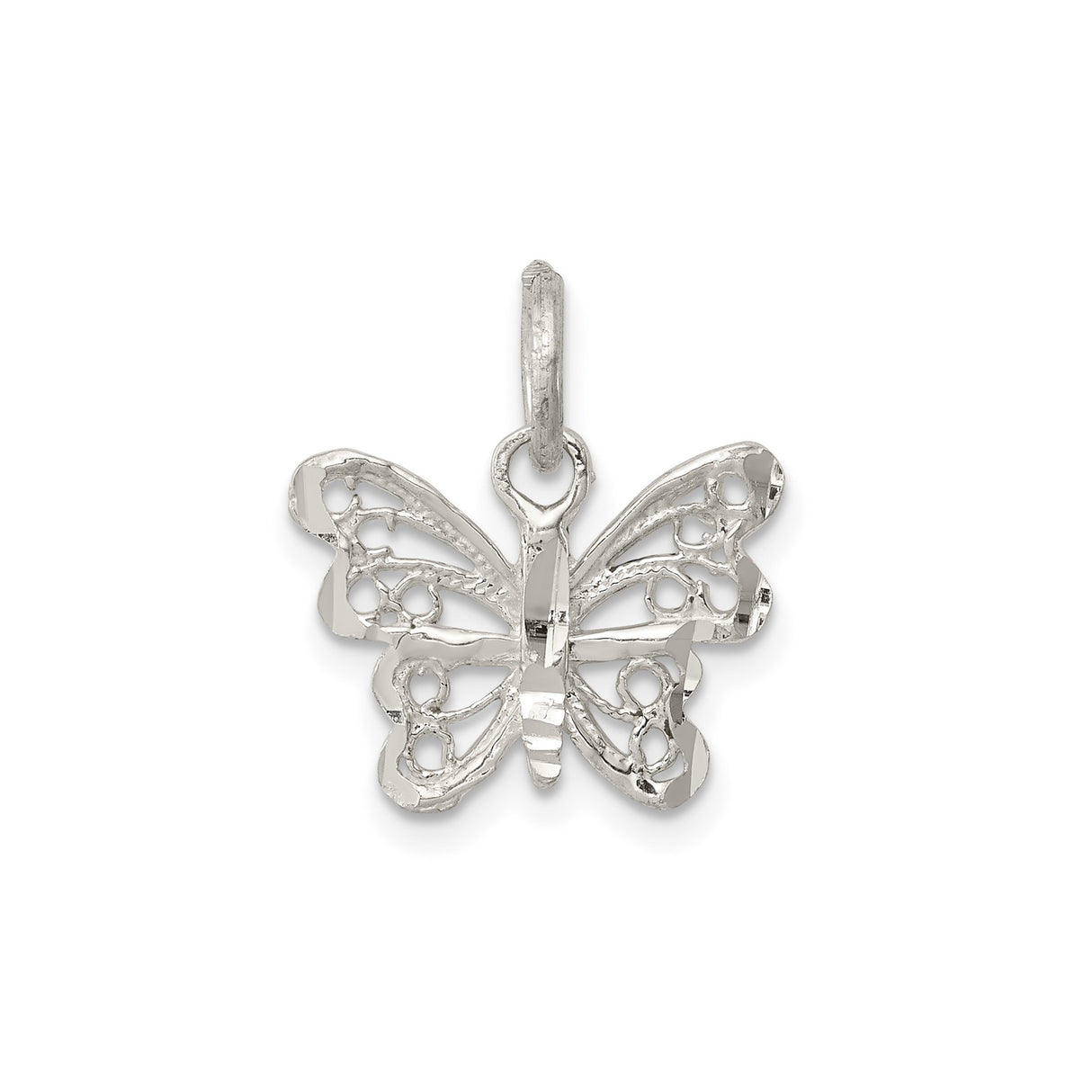 Sterling Silver Butterfly Pendant with Openwork Design, Symbol of Transformation and Hope