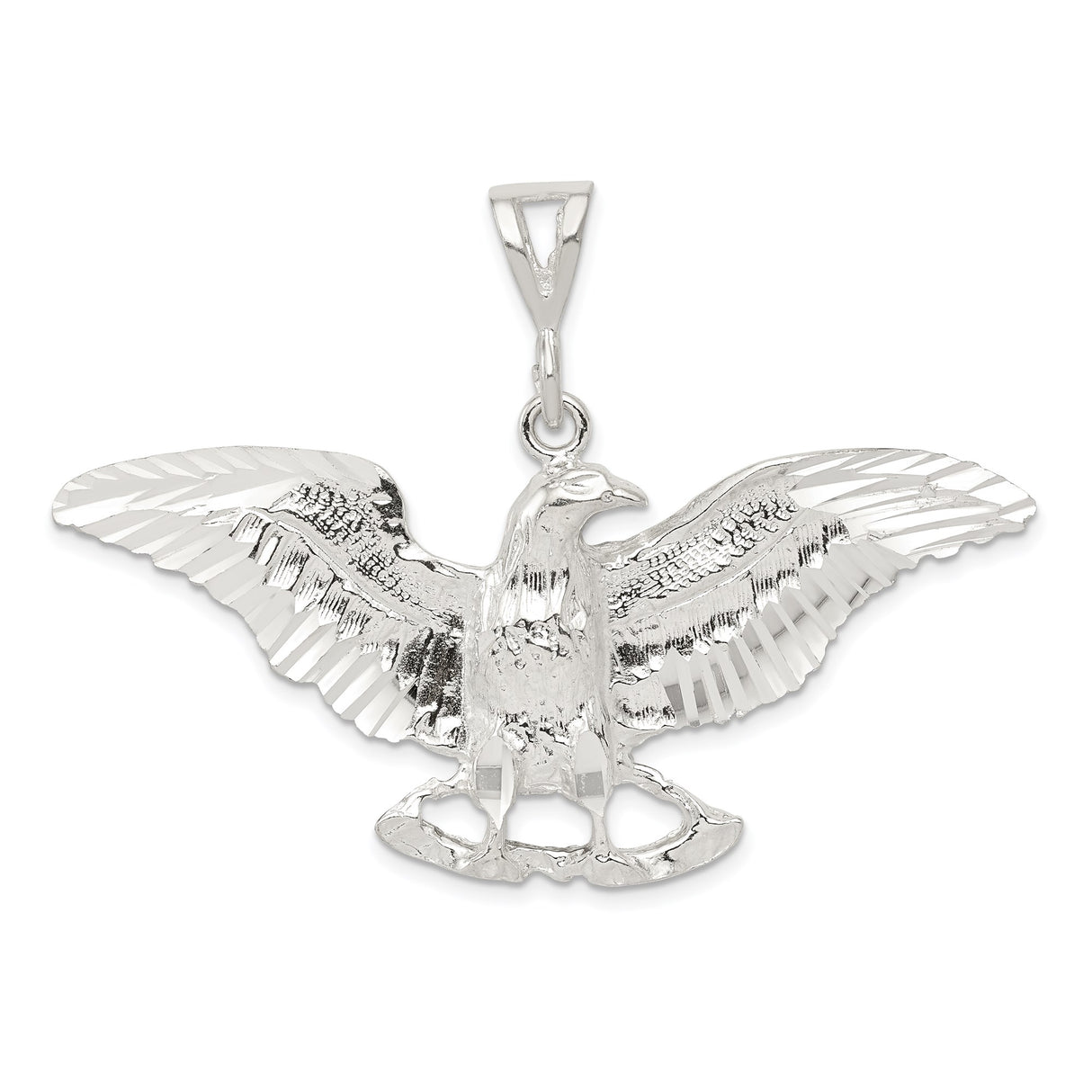 Sterling Silver Eagle Pendant with Spread Wings, Patriotic American Wildlife Charm for Men