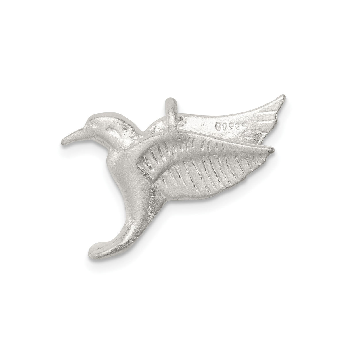 Sterling Silver Hummingbird Pendant, Polished and Textured Finish, Nature-Inspired Bird Jewelry