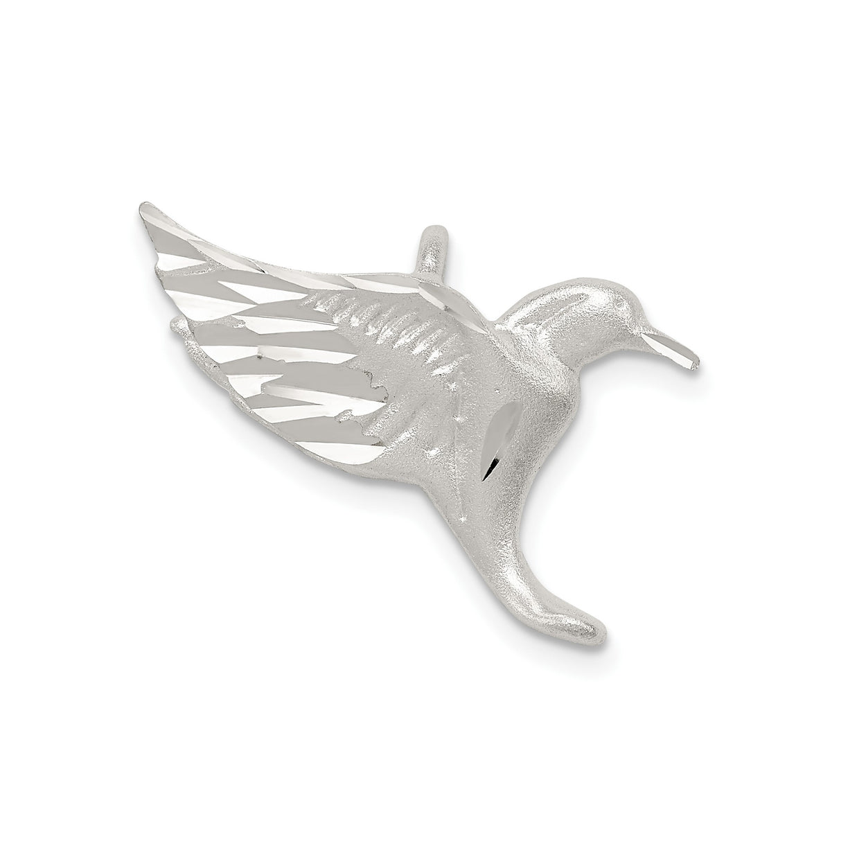 Sterling Silver Hummingbird Pendant, Polished and Textured Finish, Nature-Inspired Bird Jewelry