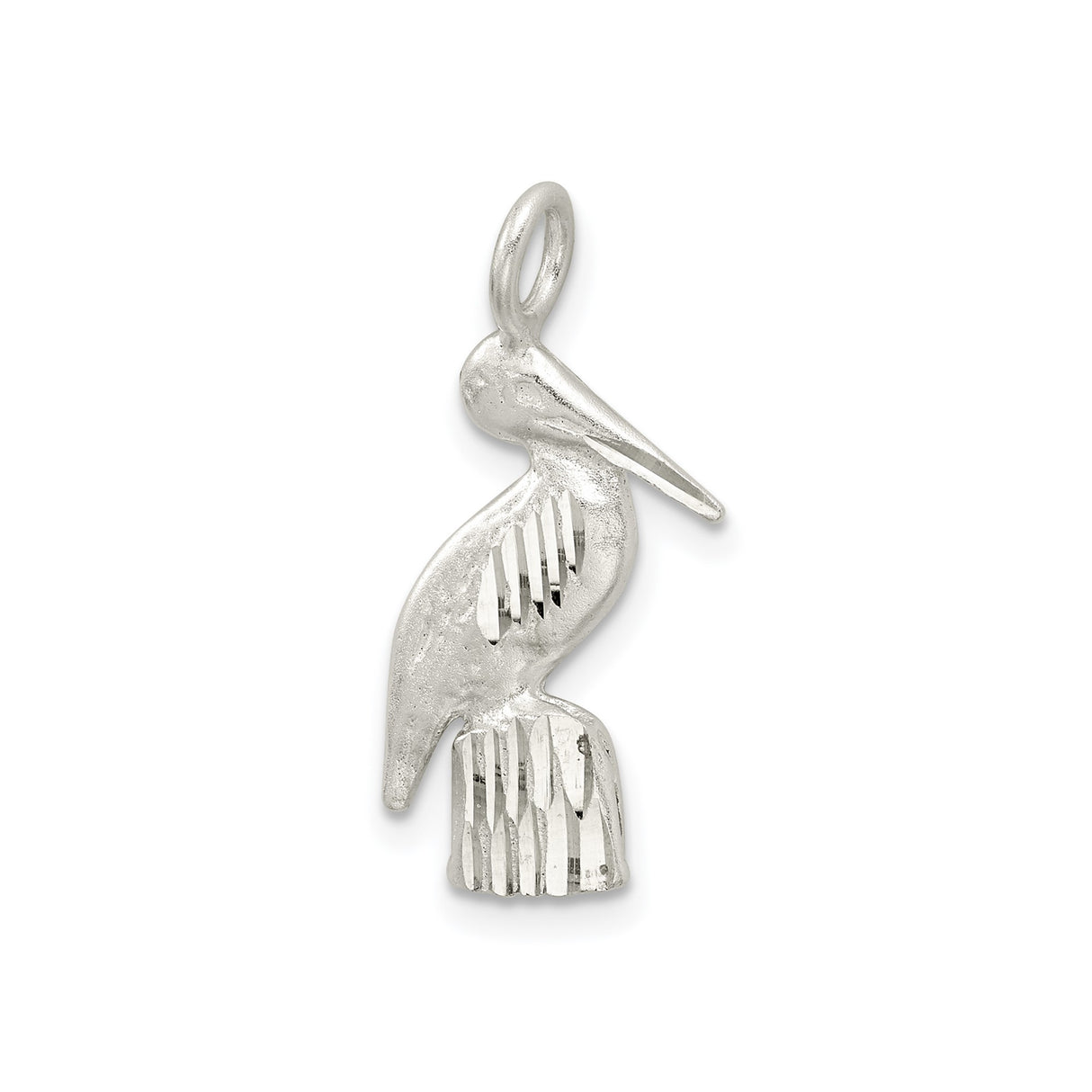 Sterling Silver Pelican Pendant, Textured Coastal Bird Charm, Ocean Wildlife Jewelry