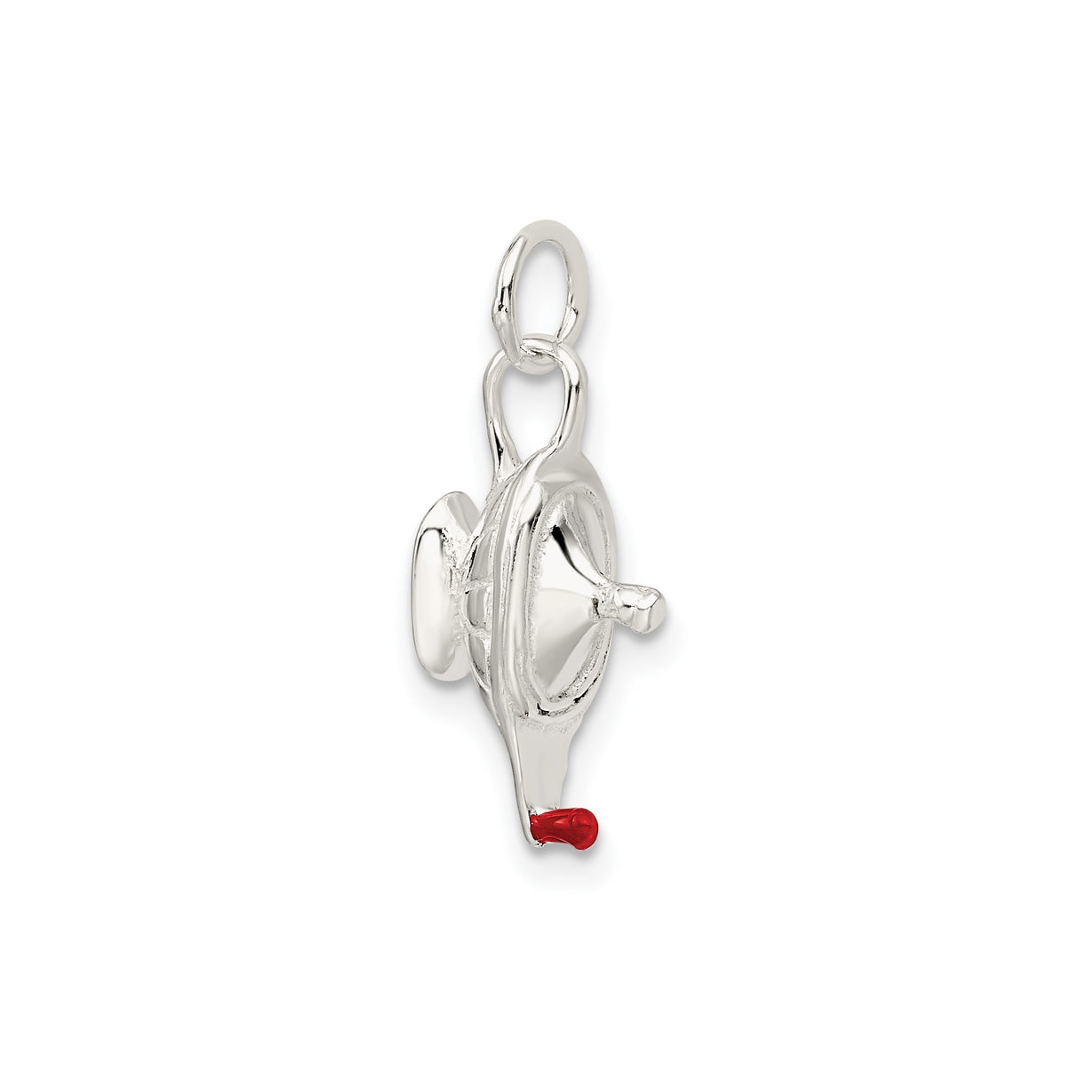 Sterling Silver Dreidel Pendant Charm with Red Accent, Hanukkah Jewish Symbol