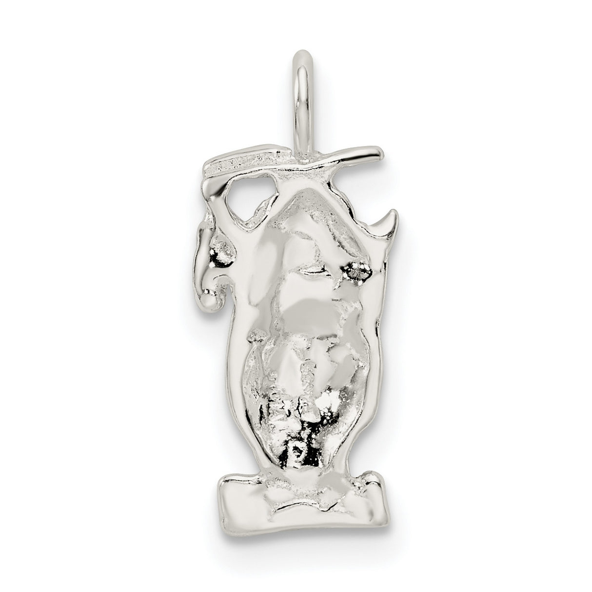 Owl Perched on Branch with Graduation Cap Charm Pendant in Real 925 Sterling Silver