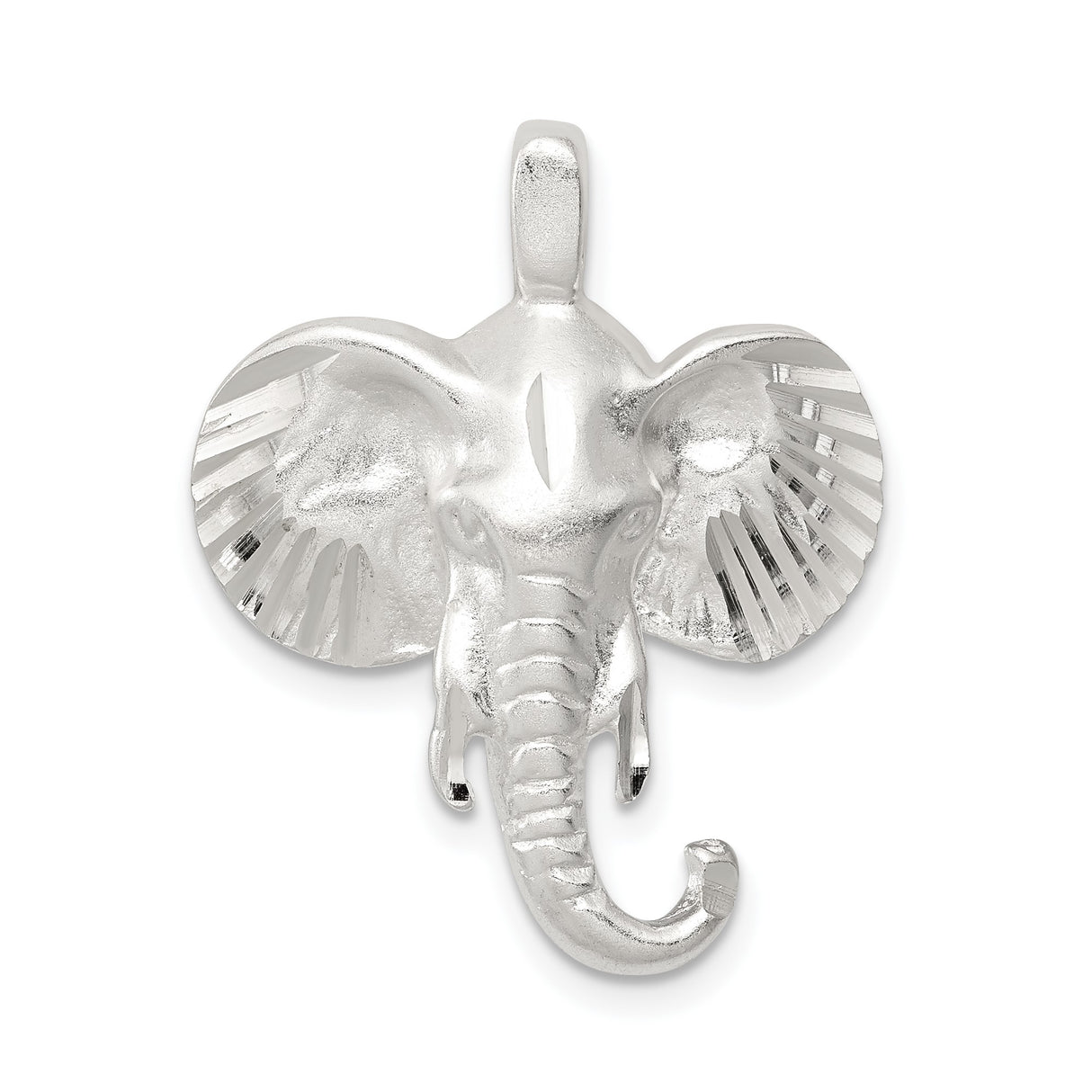 Sterling Silver Elephant Head Pendant, Tribal Safari Wildlife Style for Men or Women