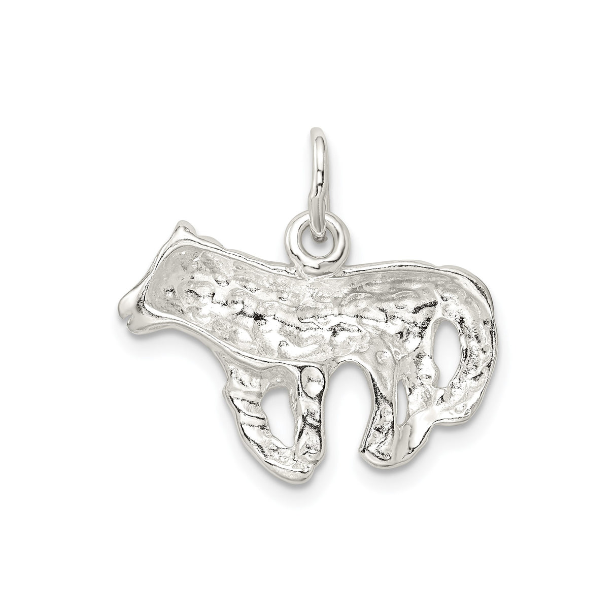 Sterling Silver Cow Charm Pendant with Realistic Grazing Cow Design, Farming Jewelry