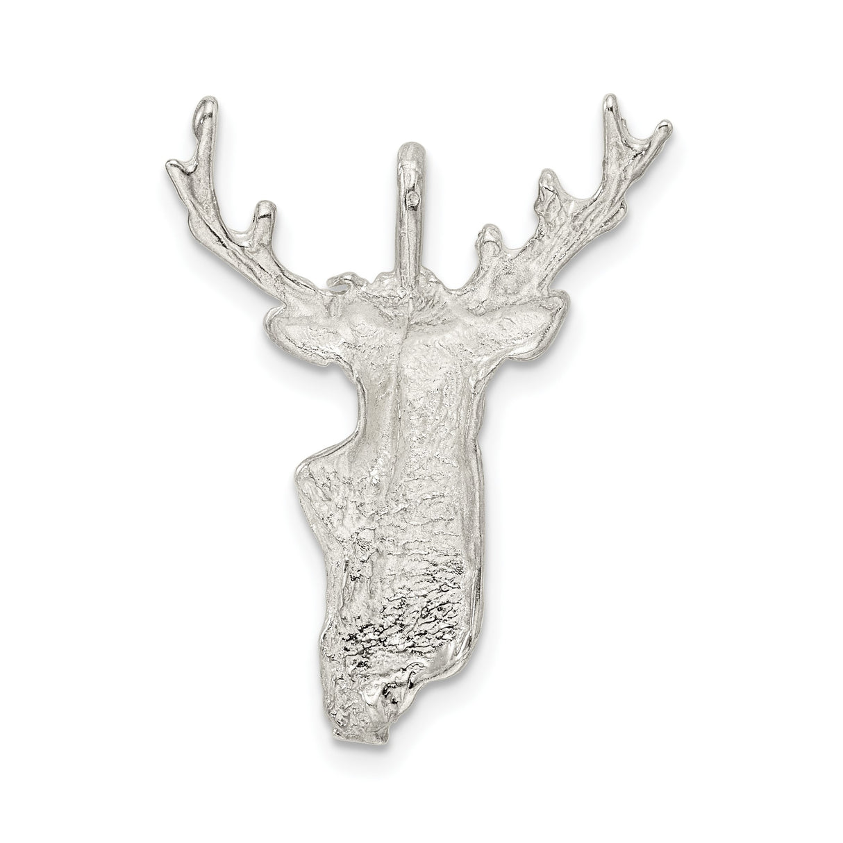 Sterling Silver Elk Head Pendant with Detailed Antlers, Rustic Wildlife Charm for Men or Unisex
