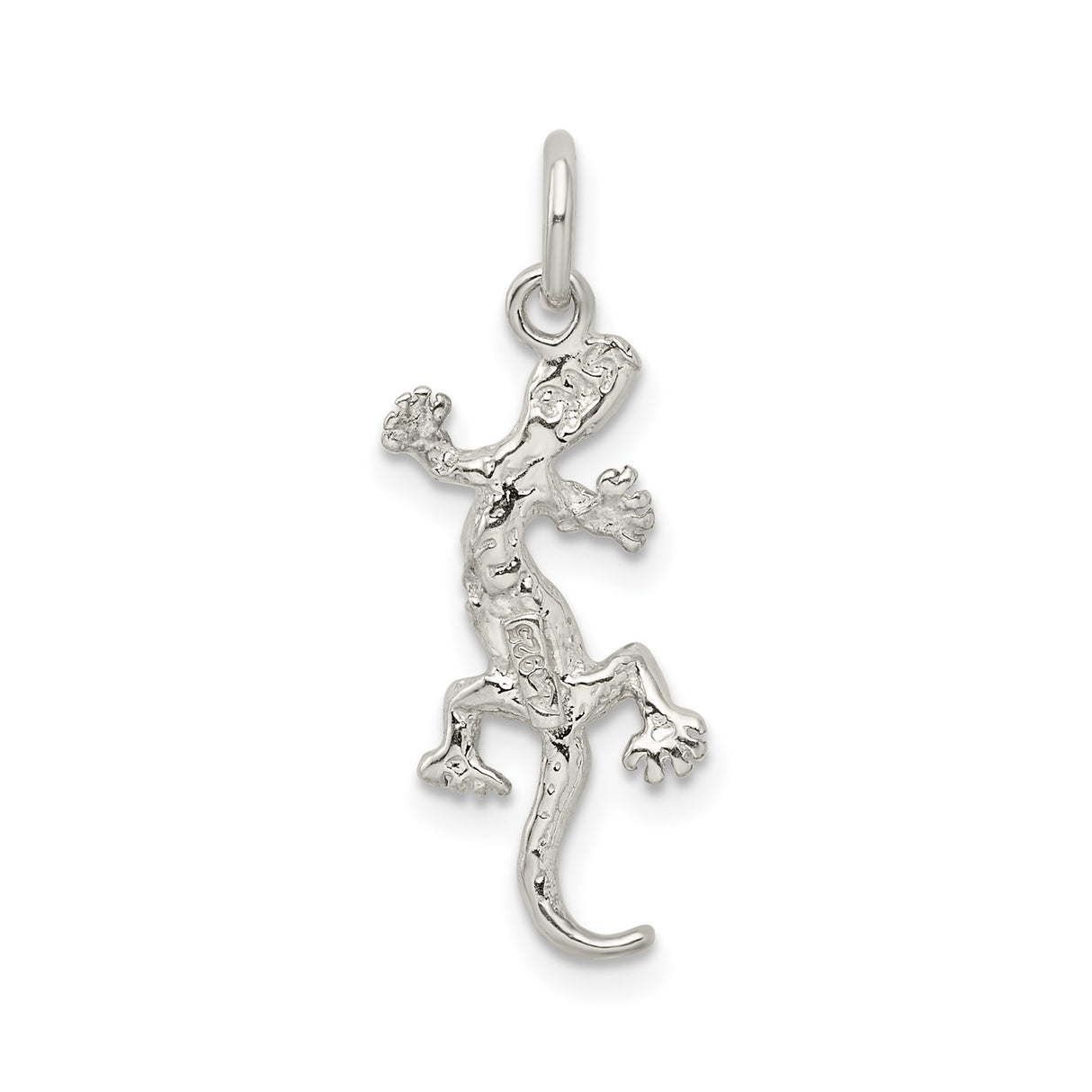 Sterling Silver Lizard Pendant with Detailed Gecko Design, Nature-Inspired Unisex Jewelry
