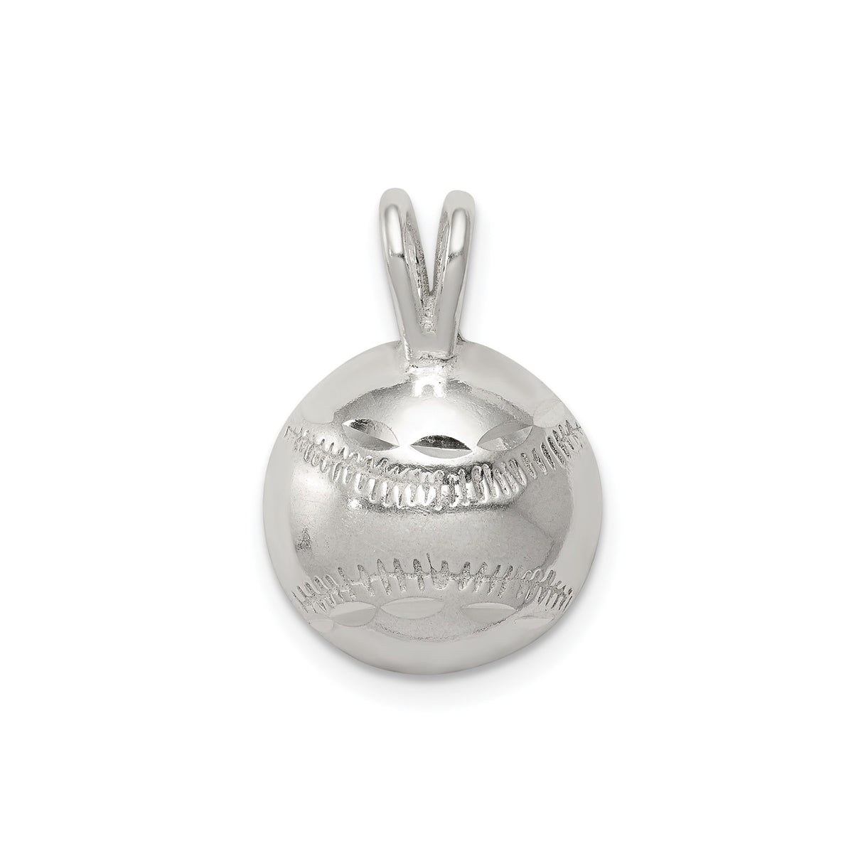 Sterling Silver Baseball Pendant with Realistic Stitching Detail, Unisex Sports Charm