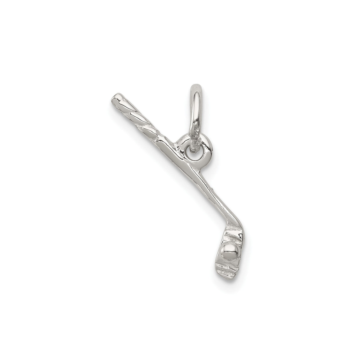 Sterling Silver Hockey Stick Pendant with Puck Detail, Sports Charm for Men or Women