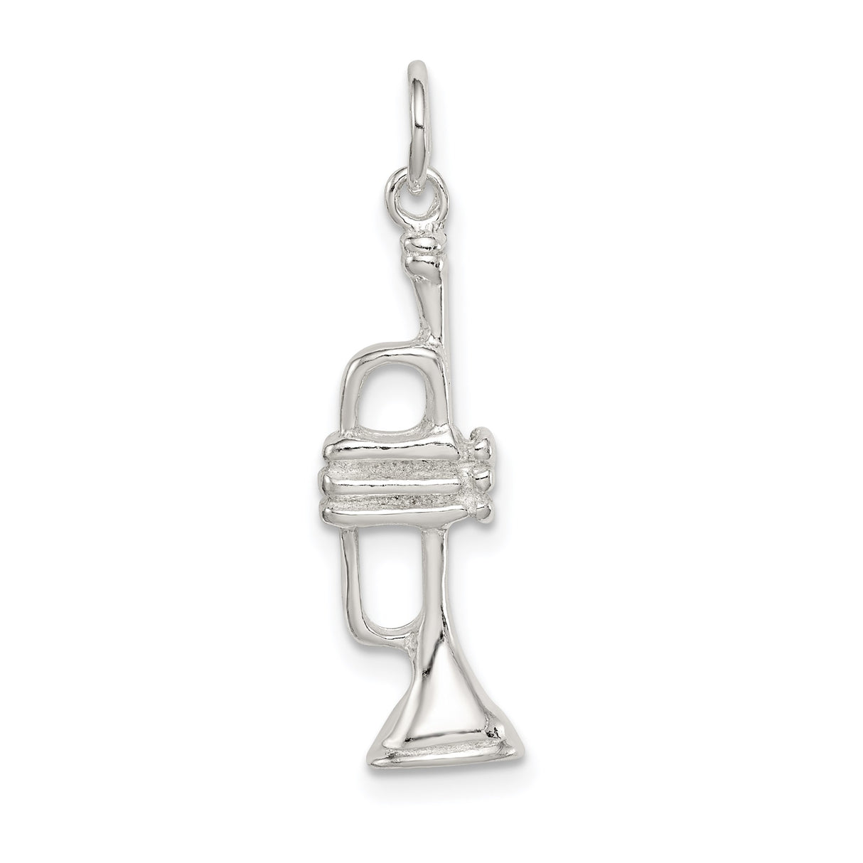Sterling Silver Trumpet Pendant, Musical Instrument Charm for Musicians and Jazz Lovers