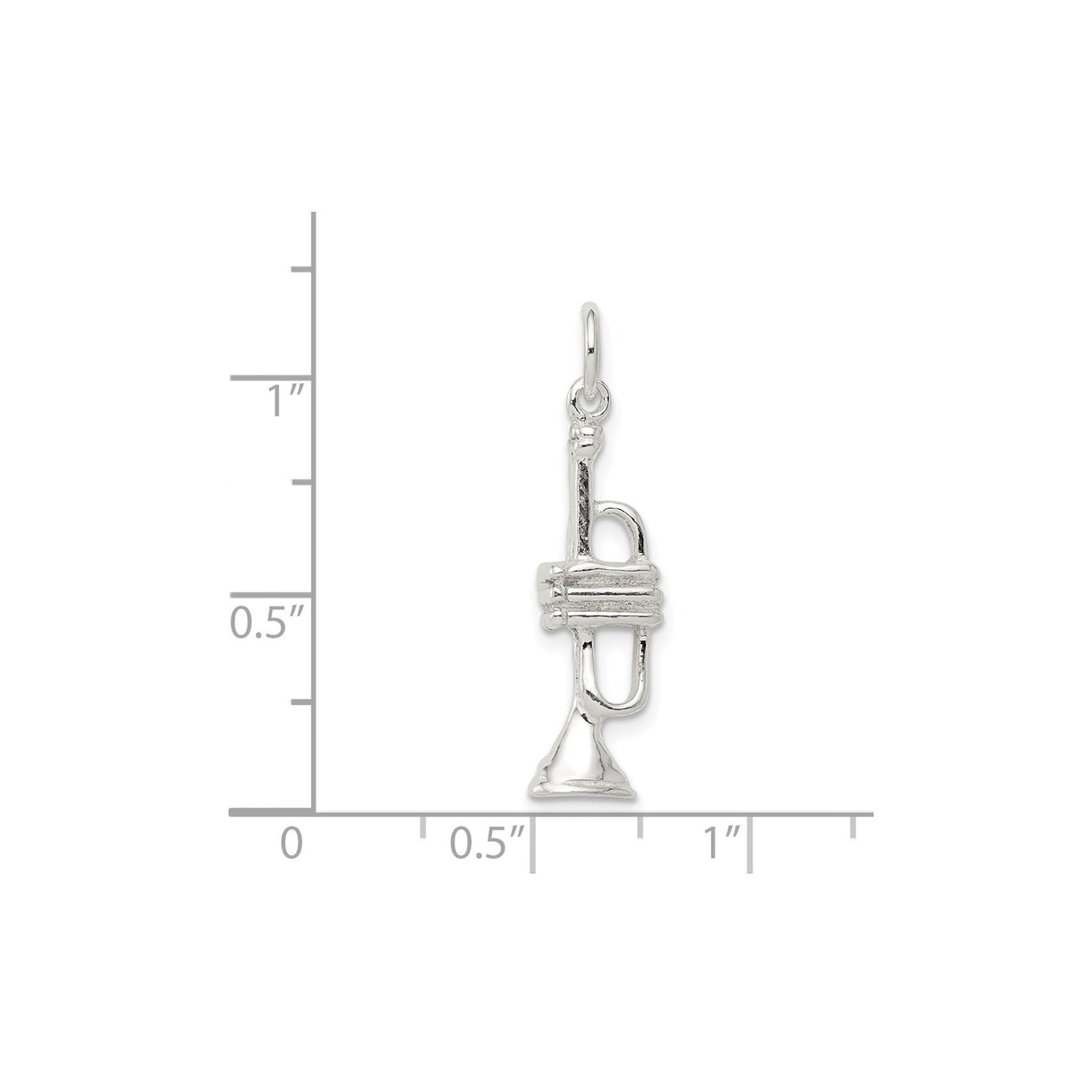 Sterling Silver Trumpet Pendant, Musical Instrument Charm for Musicians and Jazz Lovers