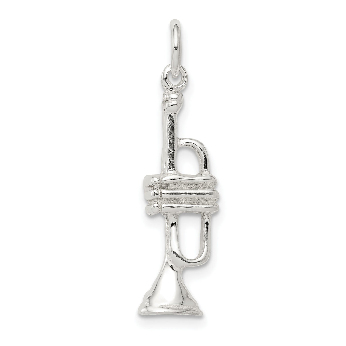 Sterling Silver Trumpet Pendant, Musical Instrument Charm for Musicians and Jazz Lovers