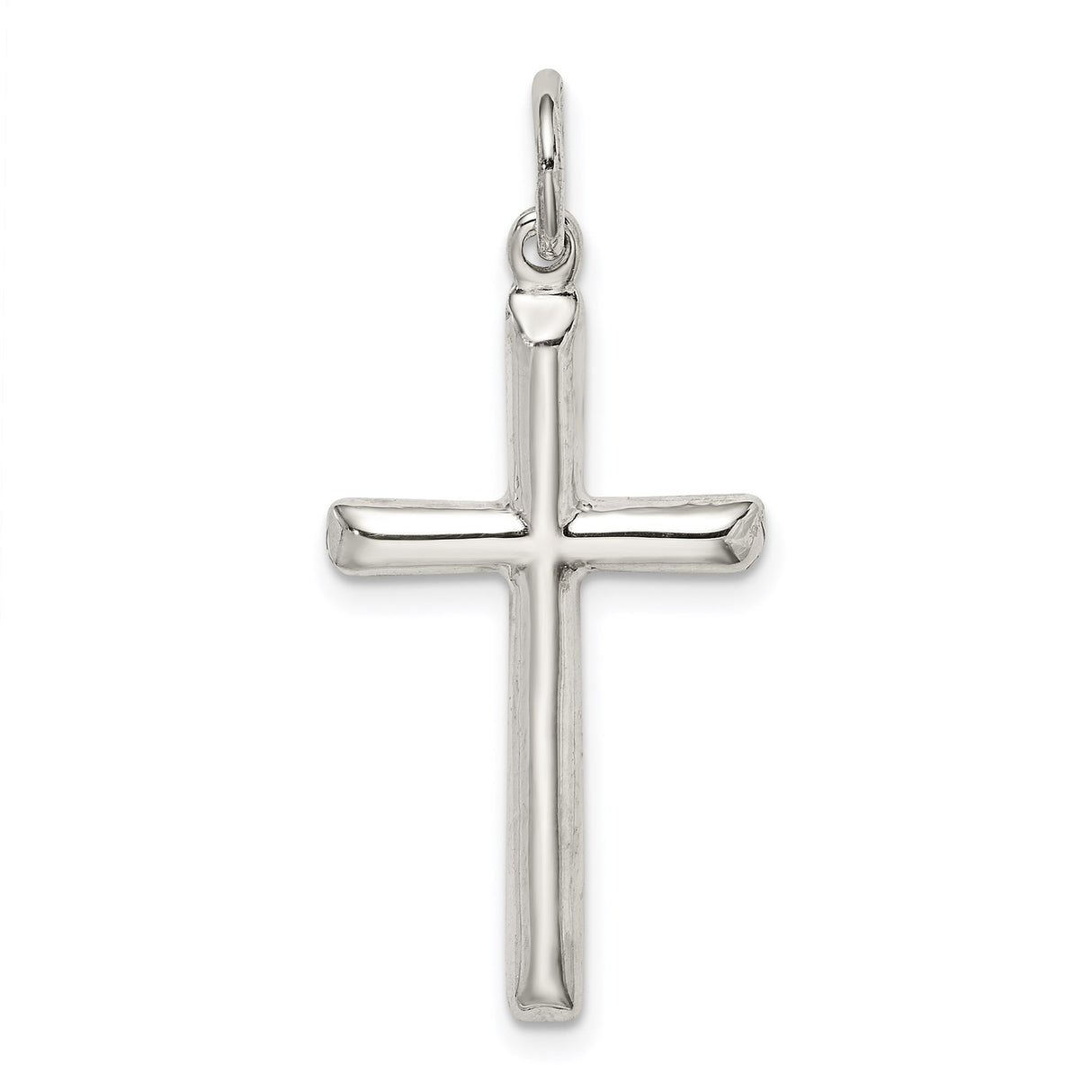 Sterling Silver Cross Pendant with Polished High Gloss Finish, Minimalist Faith Design