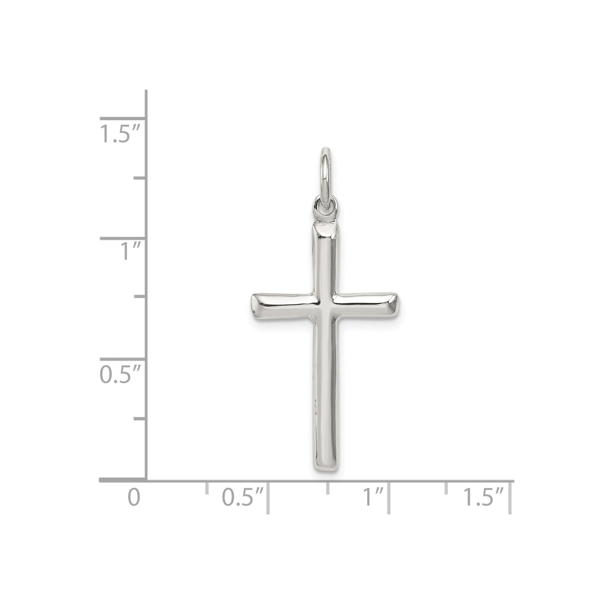 Sterling Silver Cross Pendant with Polished High Gloss Finish, Minimalist Faith Design