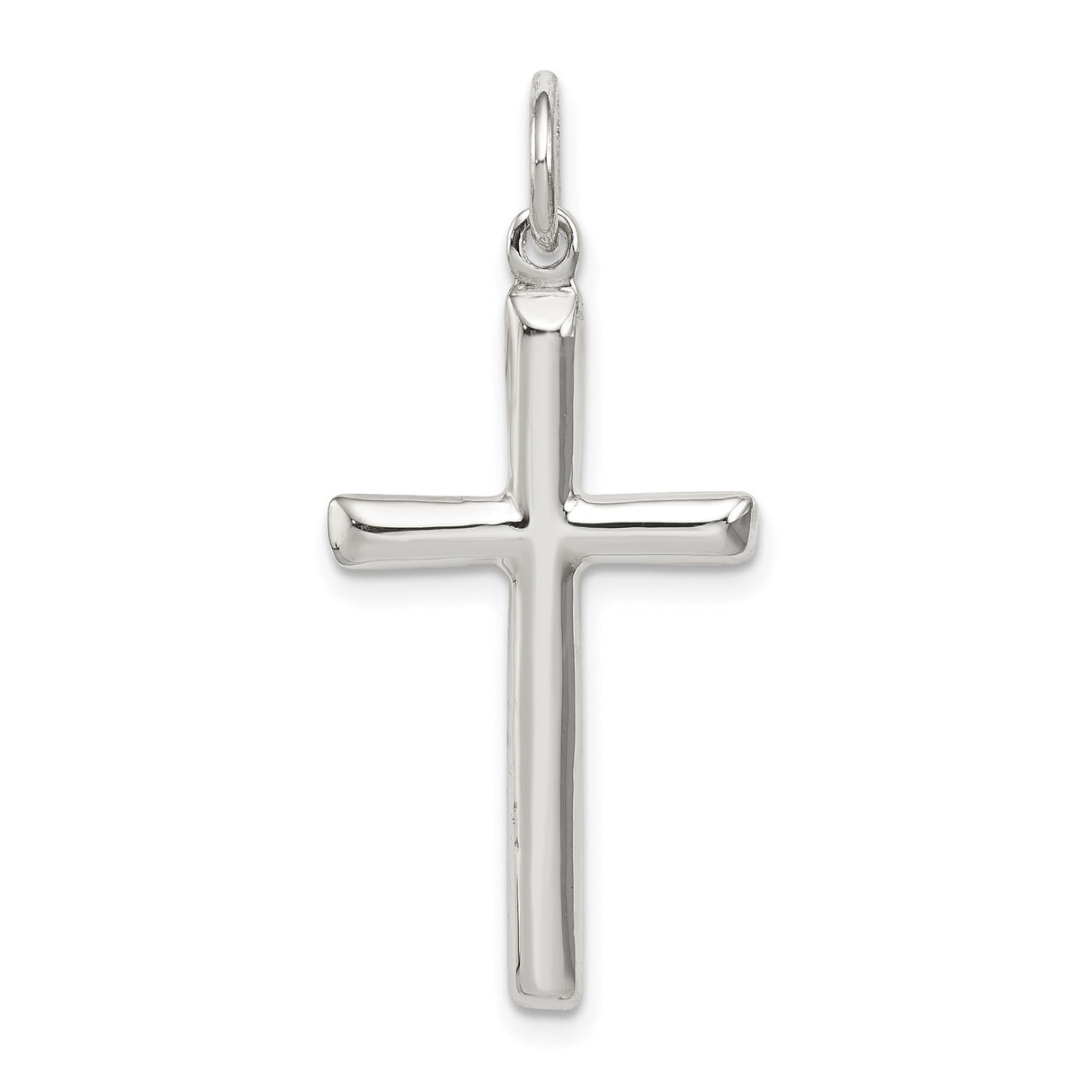 Sterling Silver Cross Pendant with Polished High Gloss Finish, Minimalist Faith Design