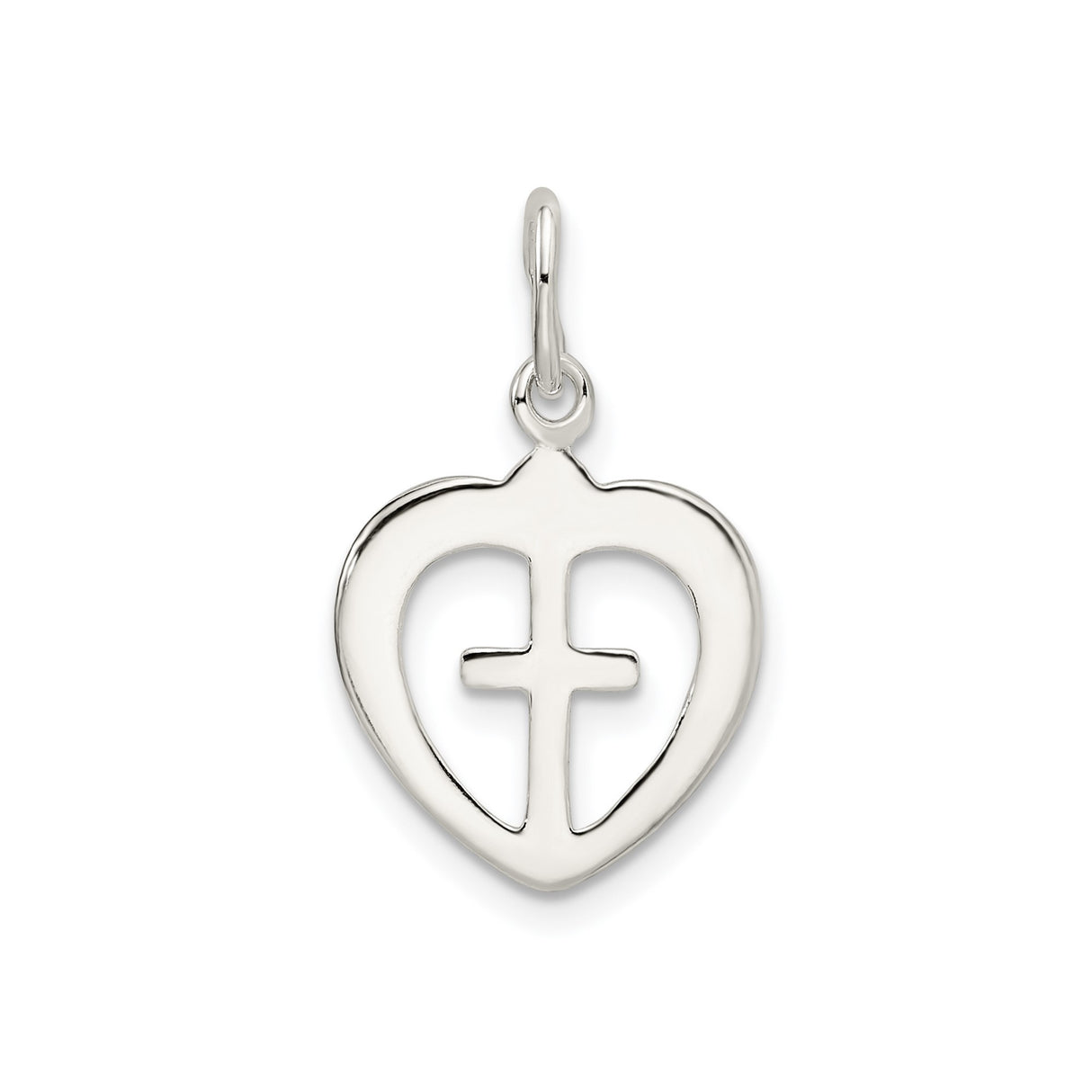 Sterling Silver Cross Pendant with Heart Charm and Faith Design for Men and Women