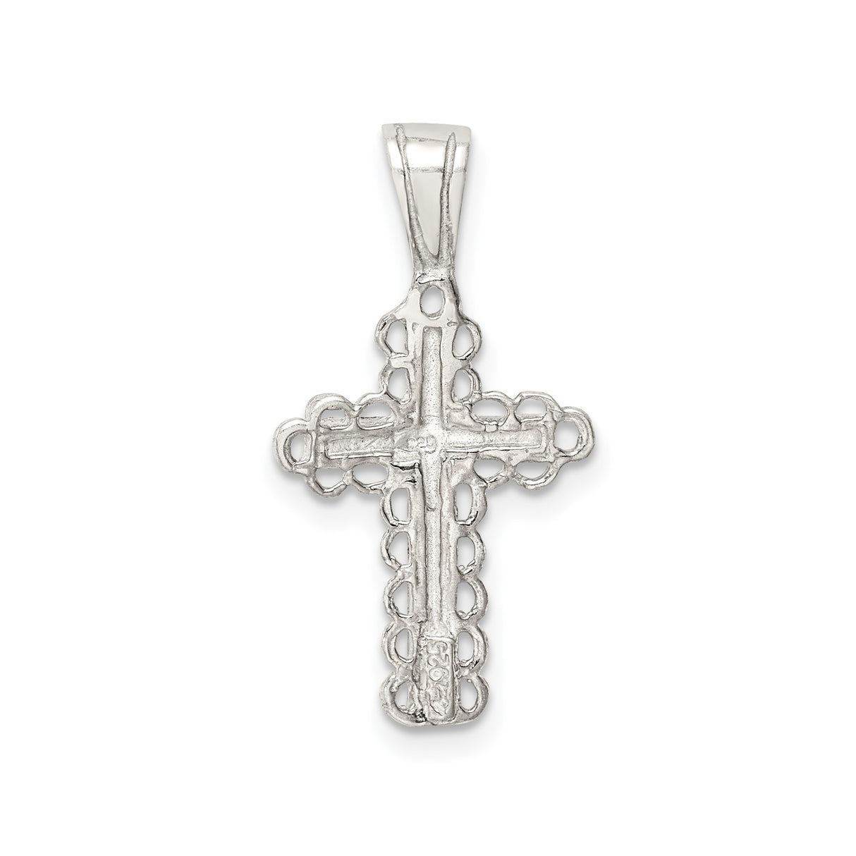 Sterling Silver Cross Pendant with Budded Charm and Filigree Detail