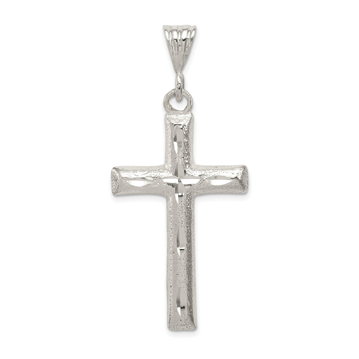 Sterling Silver Latin Cross Pendant with Textured Design, Spiritual Jewelry for Men and Women