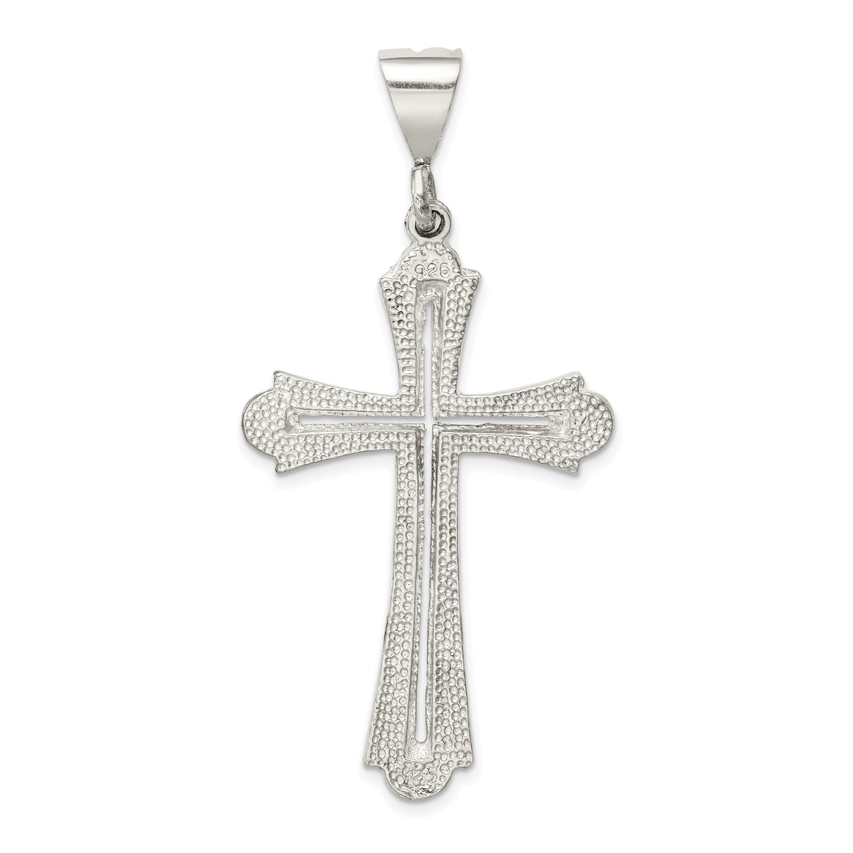Sterling Silver Cross Pendant with Flared Arms and Raised Inner Design for Men and Women