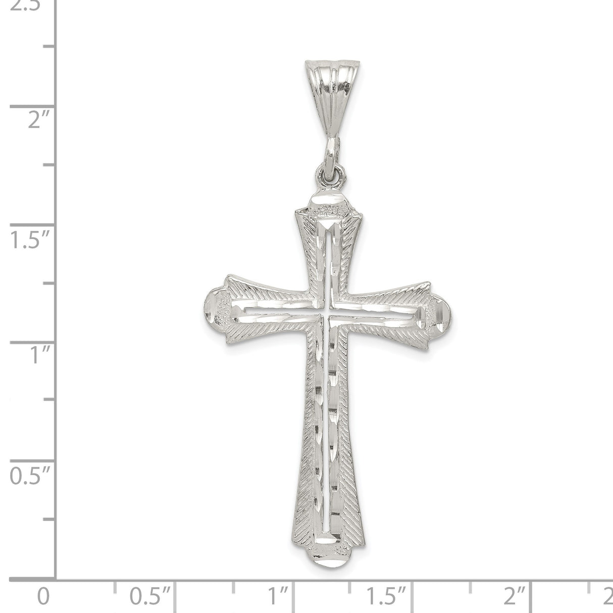 Sterling Silver Cross Pendant with Flared Arms and Raised Inner Design for Men and Women
