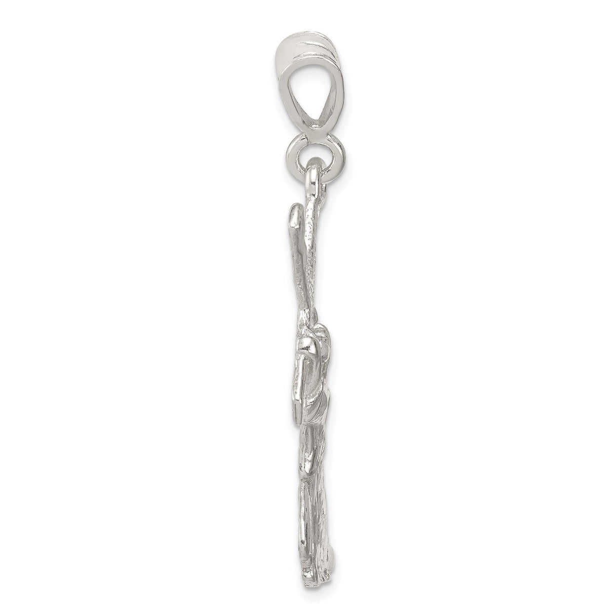 Sterling Silver Cross Pendant with Saint Andrew Figure and Textured Design