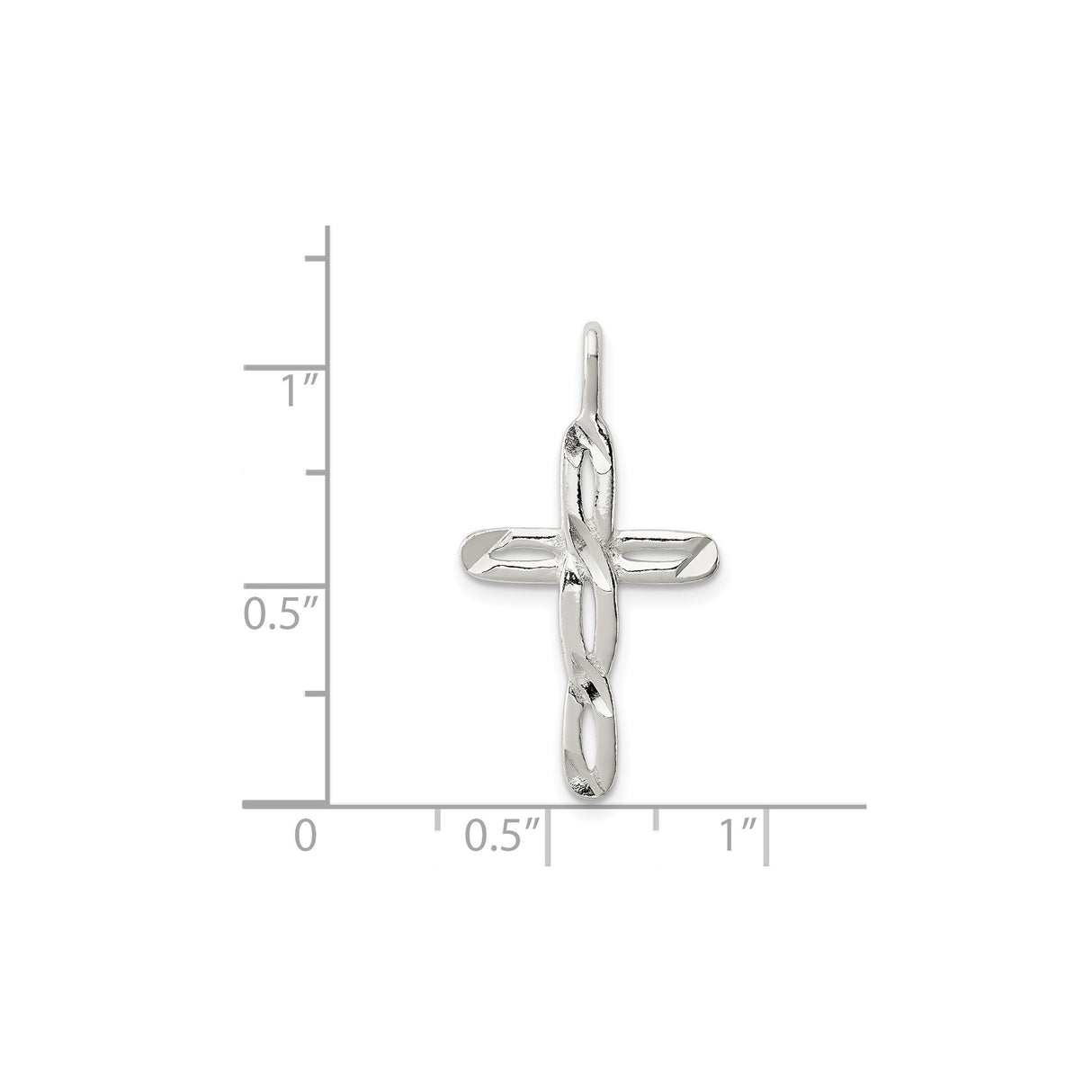 Sterling Silver Cross Pendant Featuring Twisted Design and Mirror Finish for Men and Women