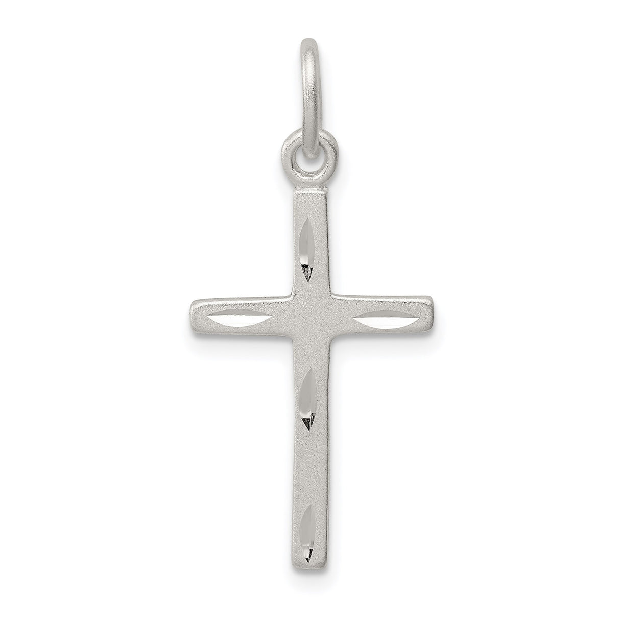 Sterling Silver Cross Pendant with Matte and Polished Finish, Modern Minimalist Design