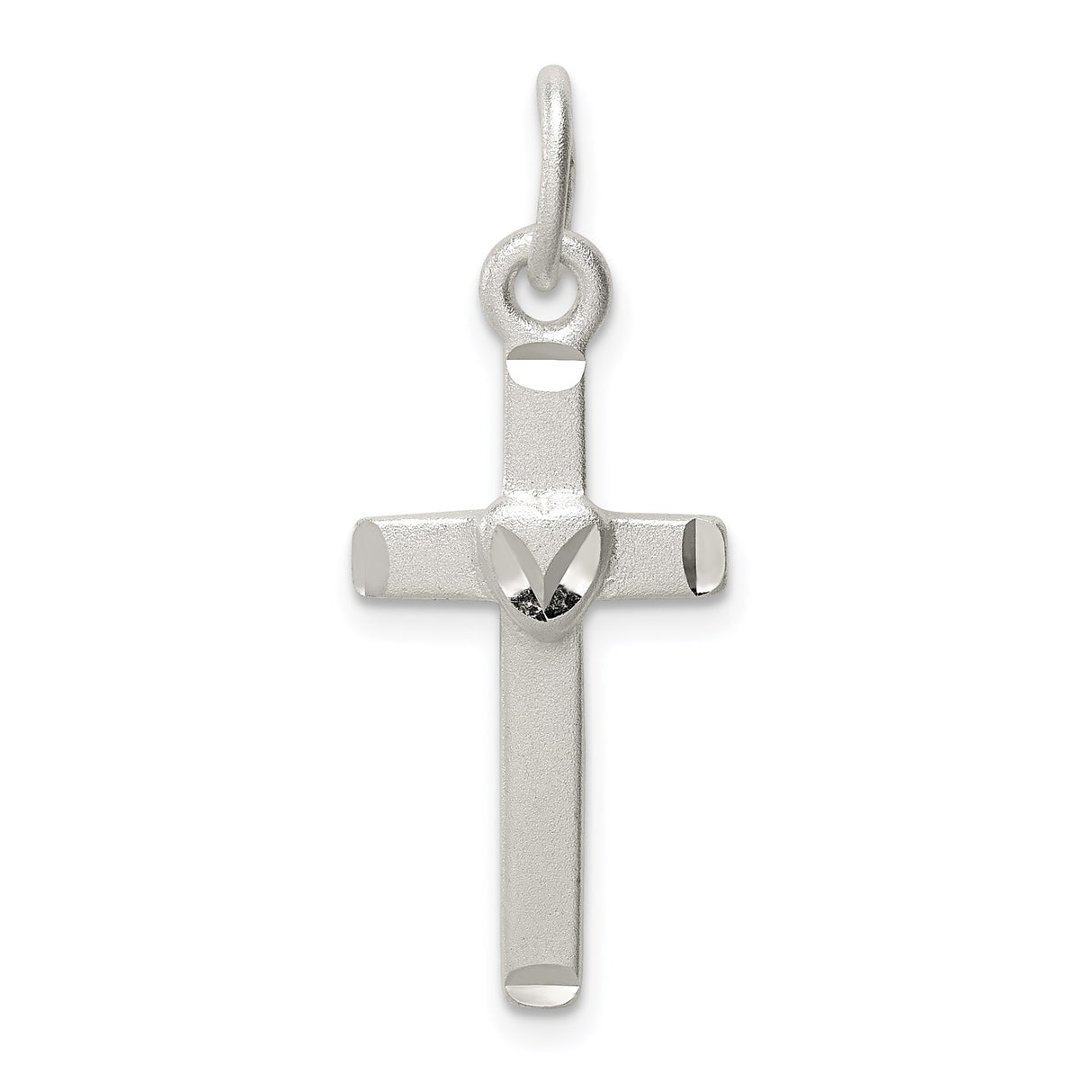 Sterling Silver Cross Pendant with Dual Finish Design in Modern Minimalist Style