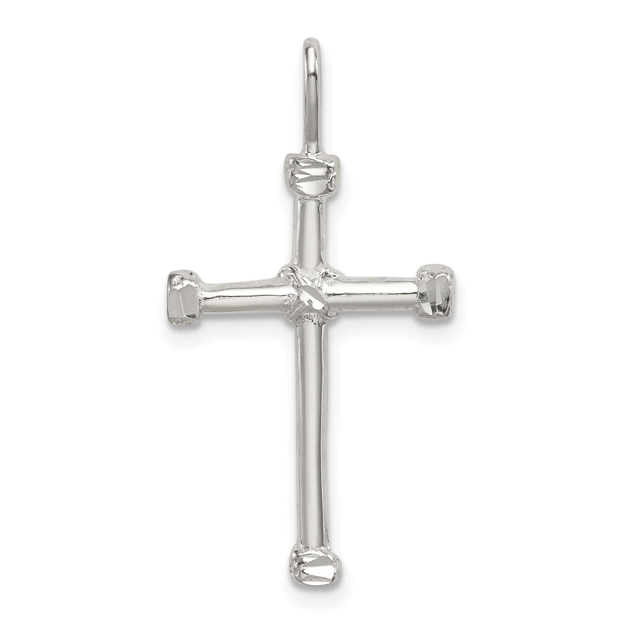 Sterling Silver Cross Pendant with Nail Detail and Barbed Wire Design, Unisex Christian Jewelry