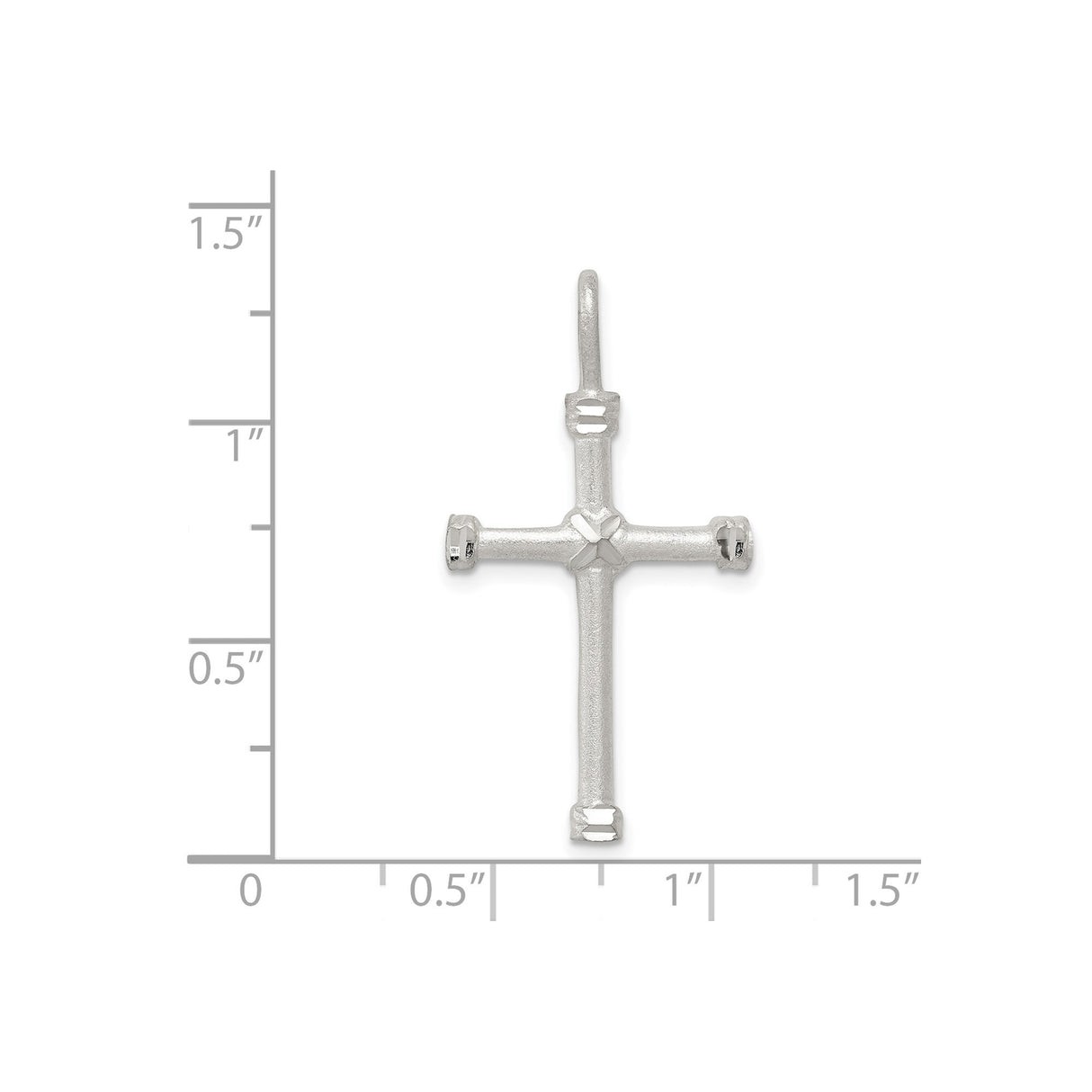 Sterling Silver Cross Pendant with Rope Style Design, Matte Finish, Bold Contour, Minimalist Religious Jewelry
