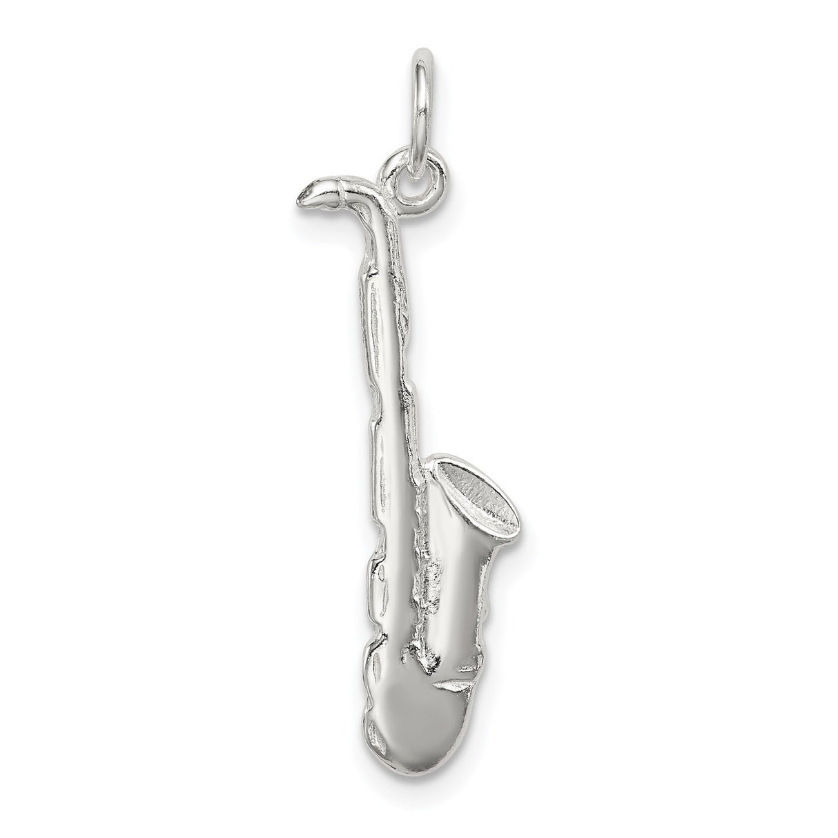 Sterling Silver Saxophone Pendant Charm, Musical Instrument Jewelry for Musicians and Jazz Lovers