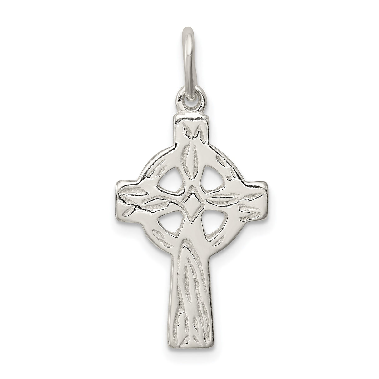 Sterling Silver Celtic Cross Pendant with Irish Knot Design and Halo for Men and Women