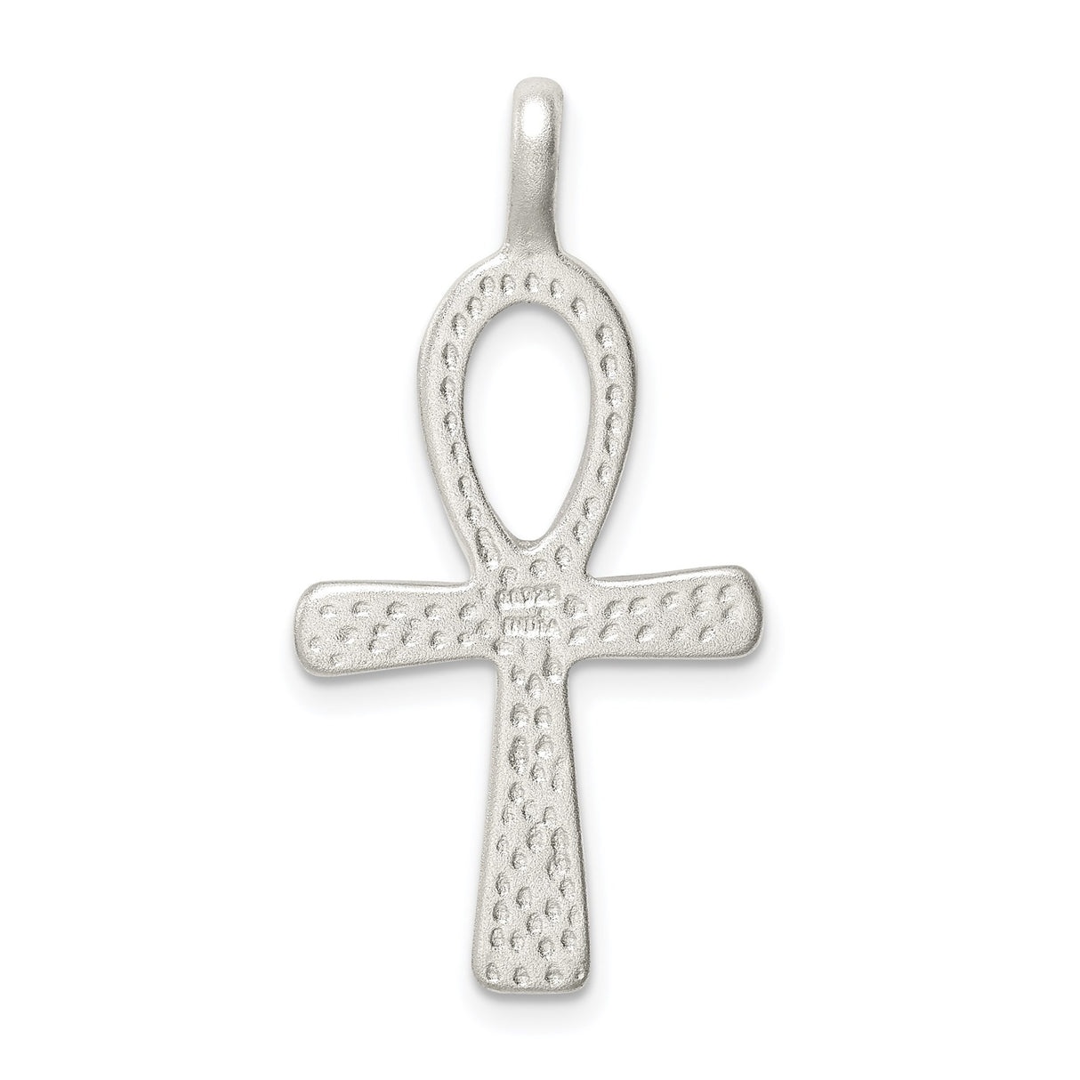 Sterling Silver Ankh Cross Pendant with Slide Charm Design, Matte Finish, Spiritual Jewelry for Men and Women