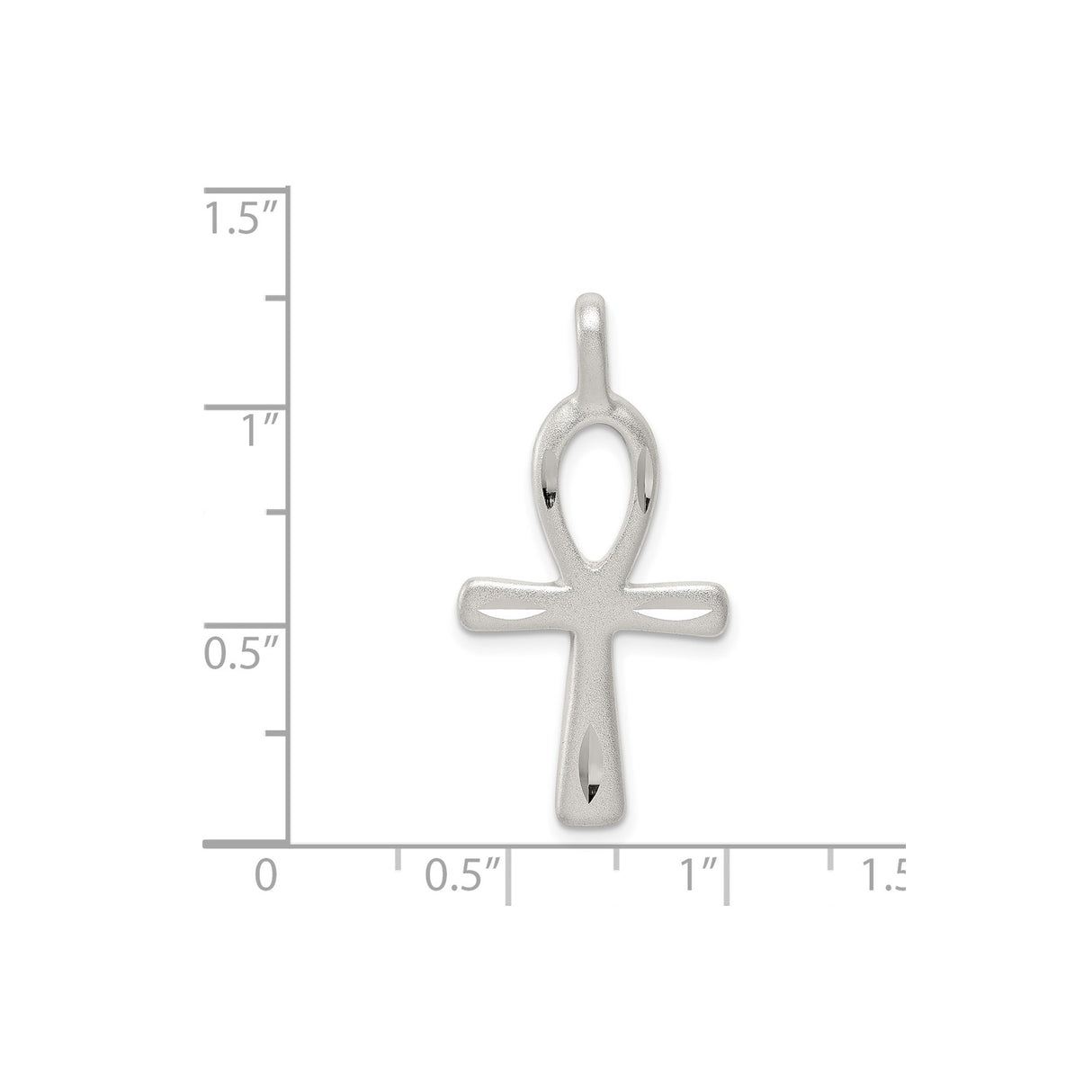 Sterling Silver Ankh Cross Pendant with Slide Charm Design, Matte Finish, Spiritual Jewelry for Men and Women