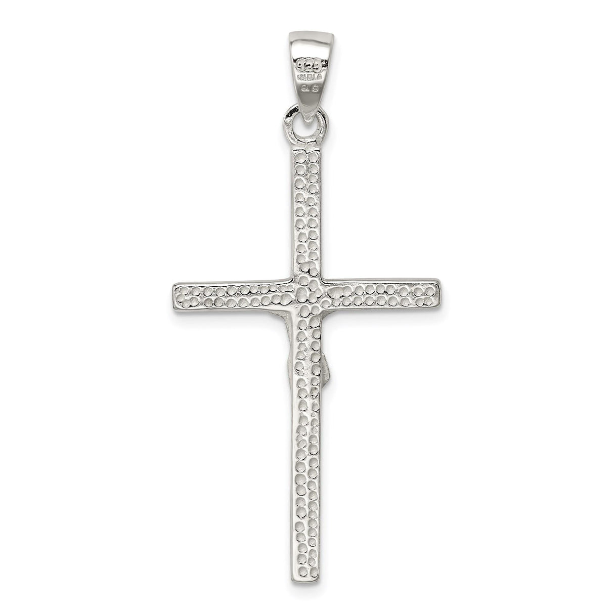 Sterling Silver Crucifix Cross Pendant with Detailed Jesus Figure, Christian Religious Charm