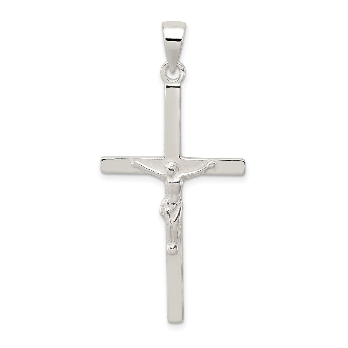 Sterling Silver Crucifix Cross Pendant with Detailed Jesus Figure, Christian Religious Charm