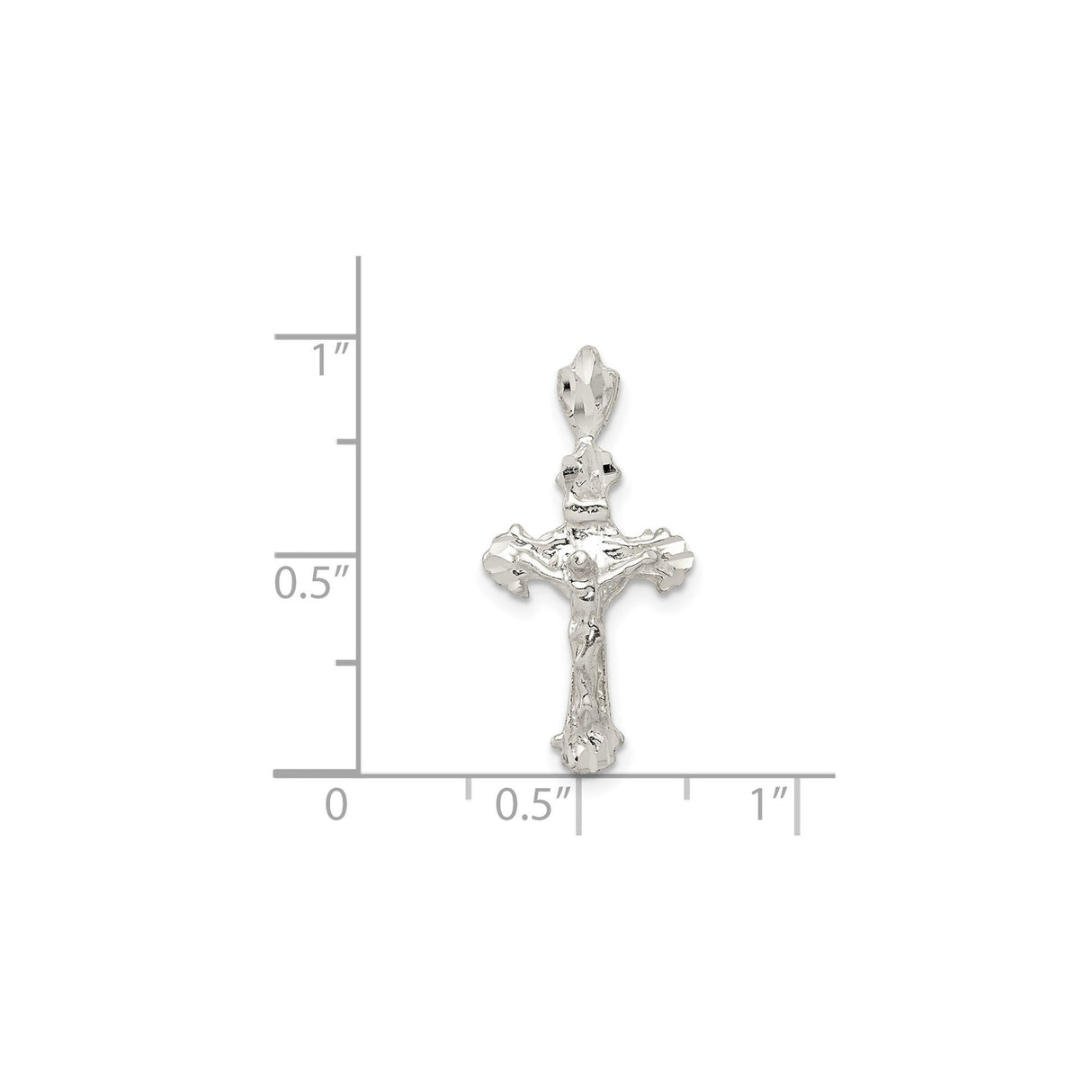 Sterling Silver Crucifix Cross Pendant with INRI Detail, Christian Catholic Design