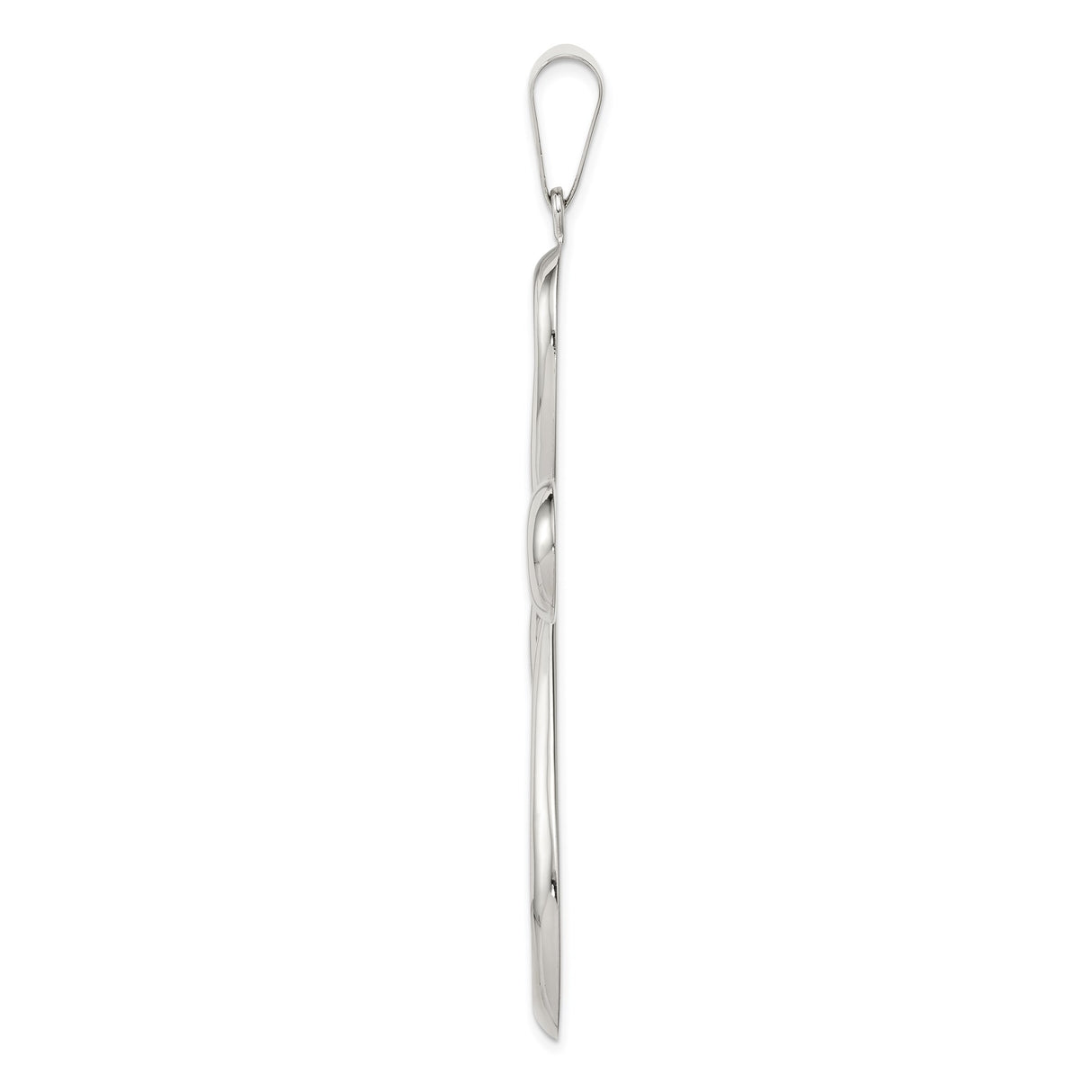 Sterling Silver Cross Pendant with Sleek Curved Design and Open Loop Detail